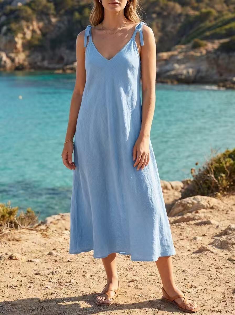 Wholesaler ALYSSA srl - WOMEN'S LINEN STRAPPY DRESS