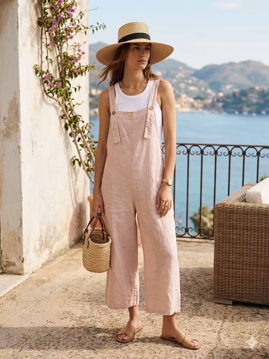 Wholesaler ALYSSA srl - LINEN OVERALL DRESS