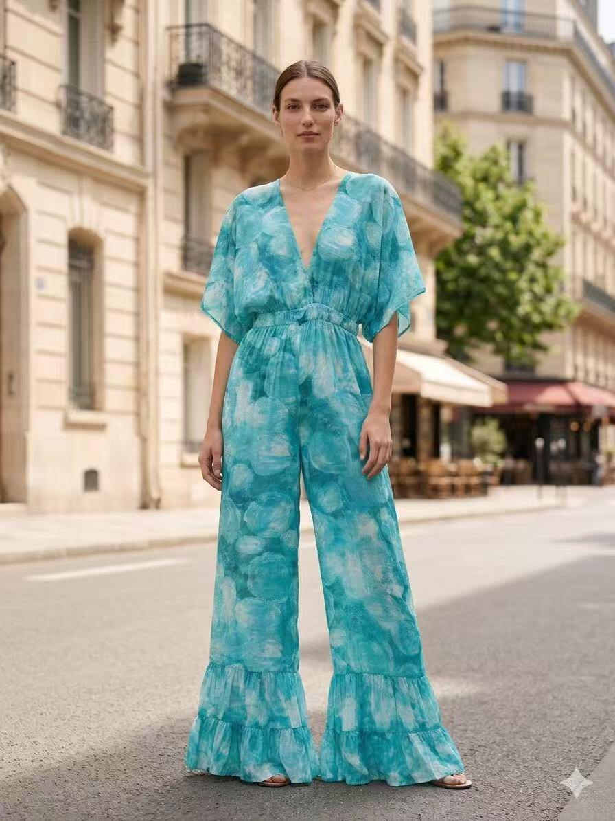 Wholesaler ALYSSA srl - WOMEN'S PRINTED JUMPSUIT WITH PANTS