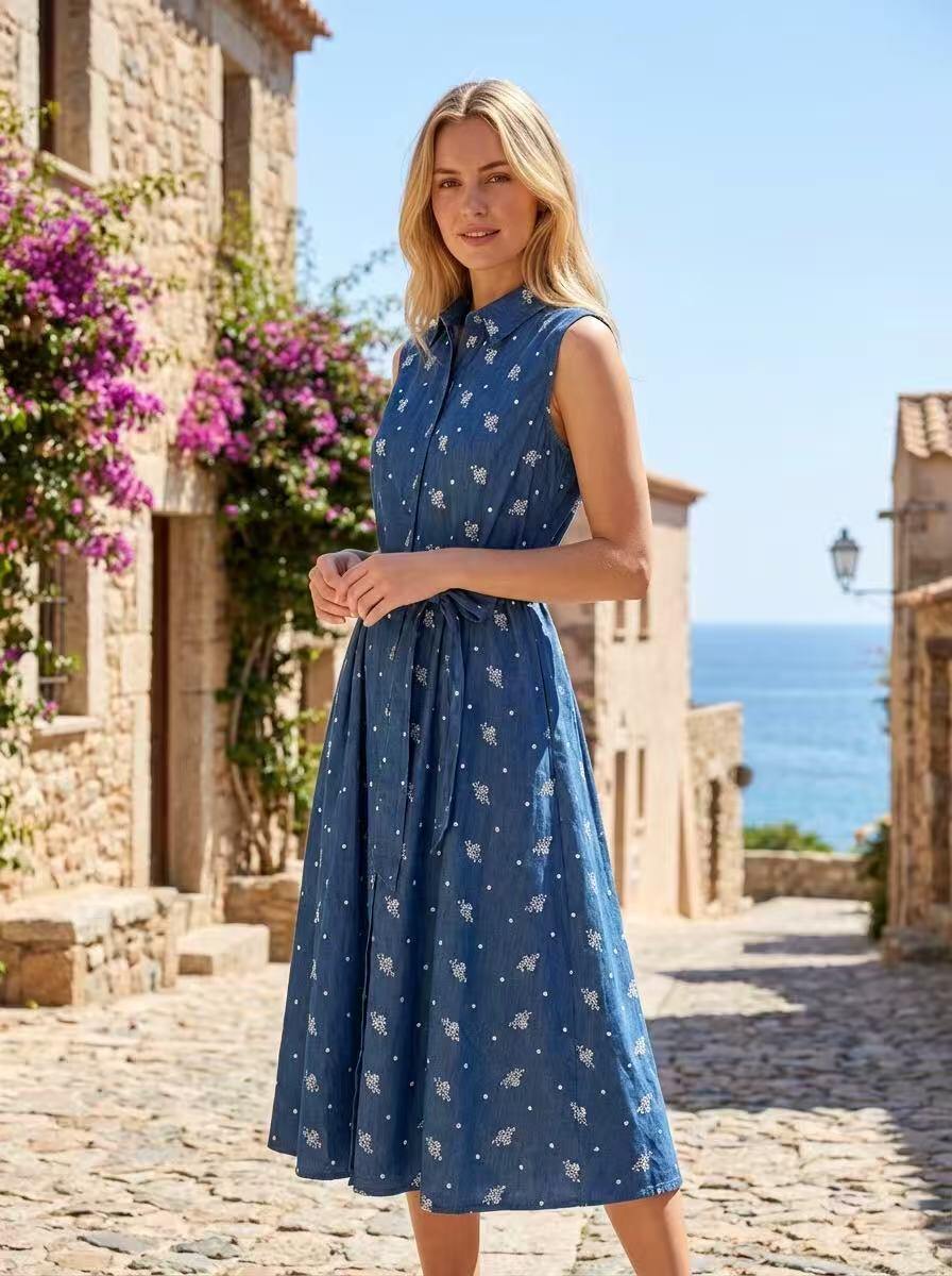 Wholesaler ALYSSA srl - WOMEN'S DRESS IN 100% EMBROIDERED TENCEL