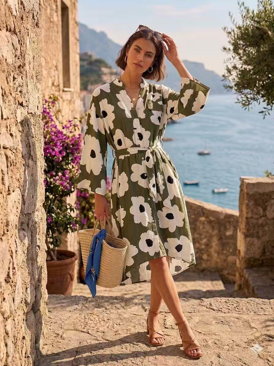 Wholesaler ALYSSA srl - WOMEN'S DRESS WITH FLORAL PATTERNS