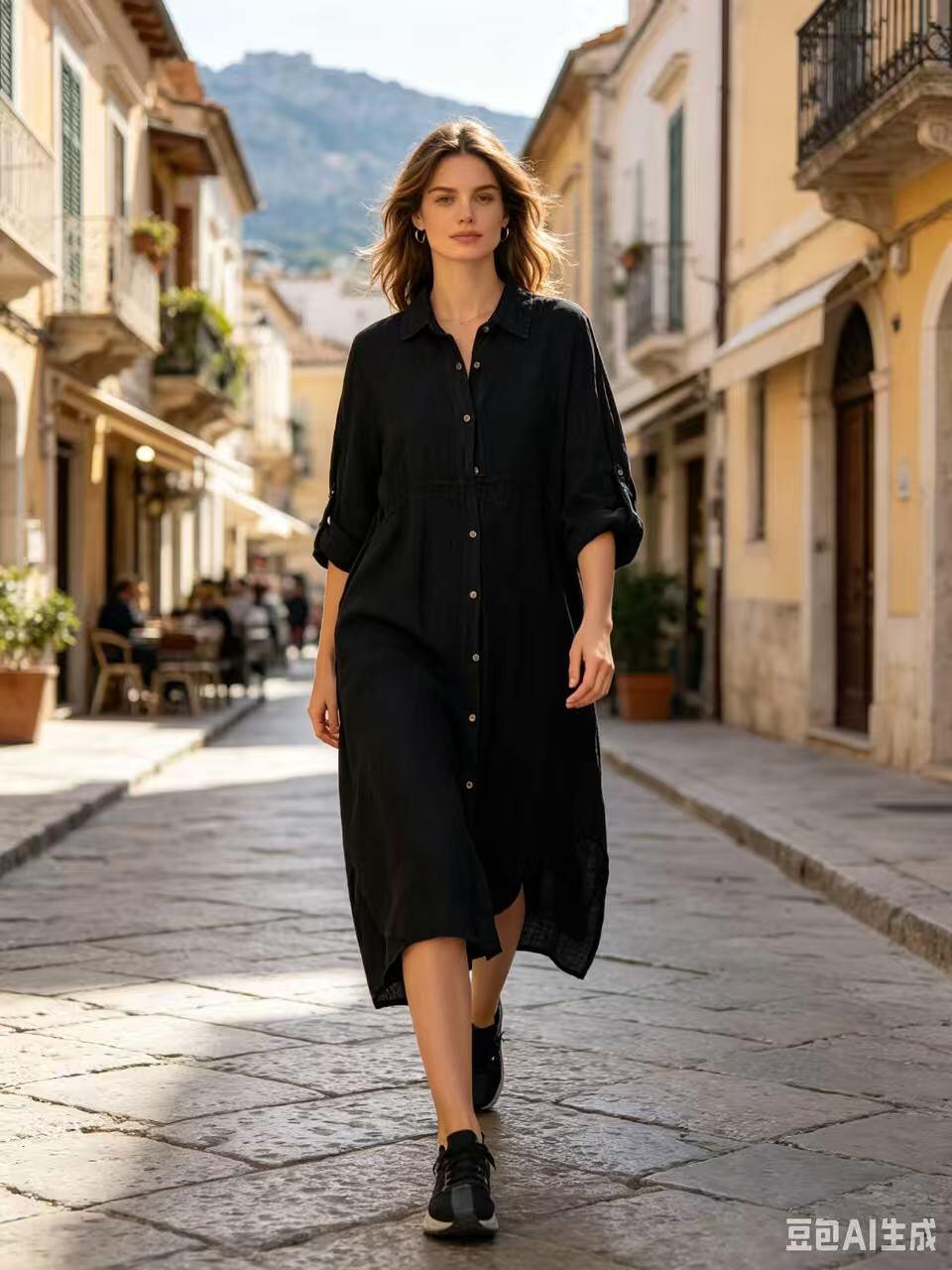 Wholesaler ALYSSA srl - WOMEN'S LONG DRESS BUTTONED IN FRONT