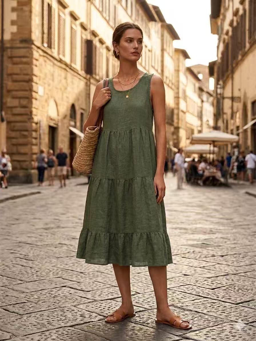 Mayorista ALYSSA srl - VESTIDO LARGO CLÁSICO DE PURO LINO