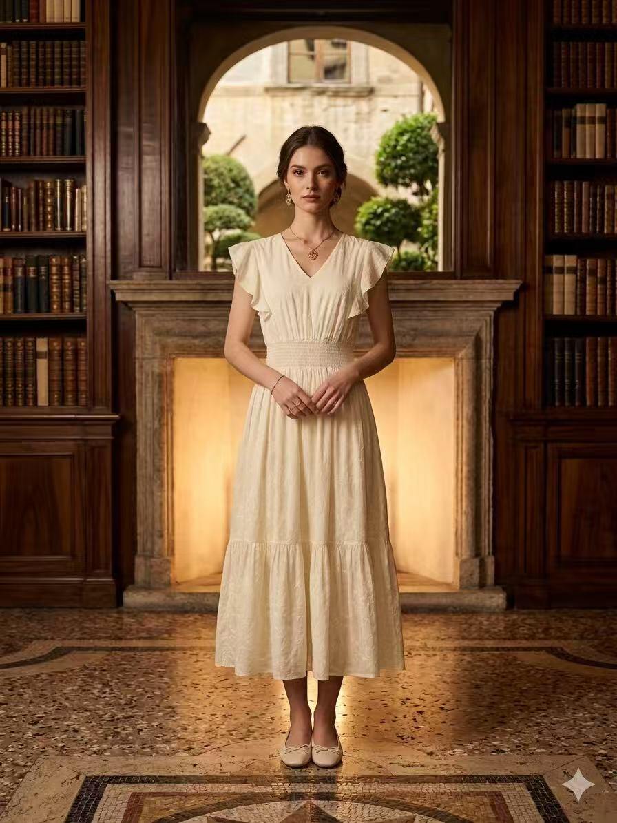 Mayorista ALYSSA srl - VESTIDO LARGO DE ENCAJE SAN GALLO