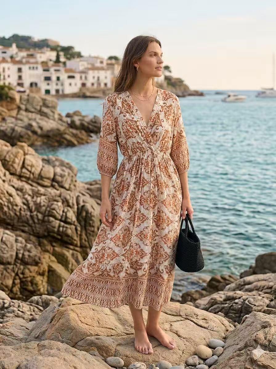 Mayorista ALYSSA srl - VESTIDO DE MUJER CON ESTAMPADO DE FANTASÍA