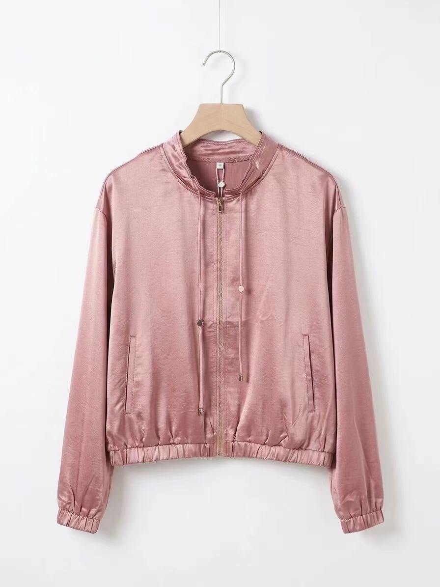 Wholesaler ALYSSA srl - SATIN ZIP-UP CARDIGAN