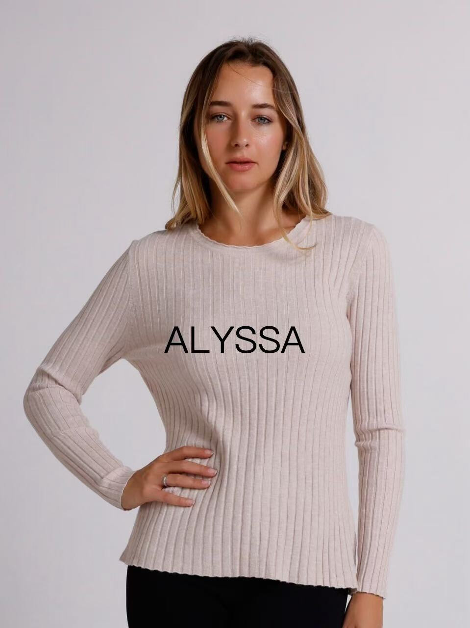 Grossista ALYSSA srl - Maglia classica a spazio costa con collo tondo
