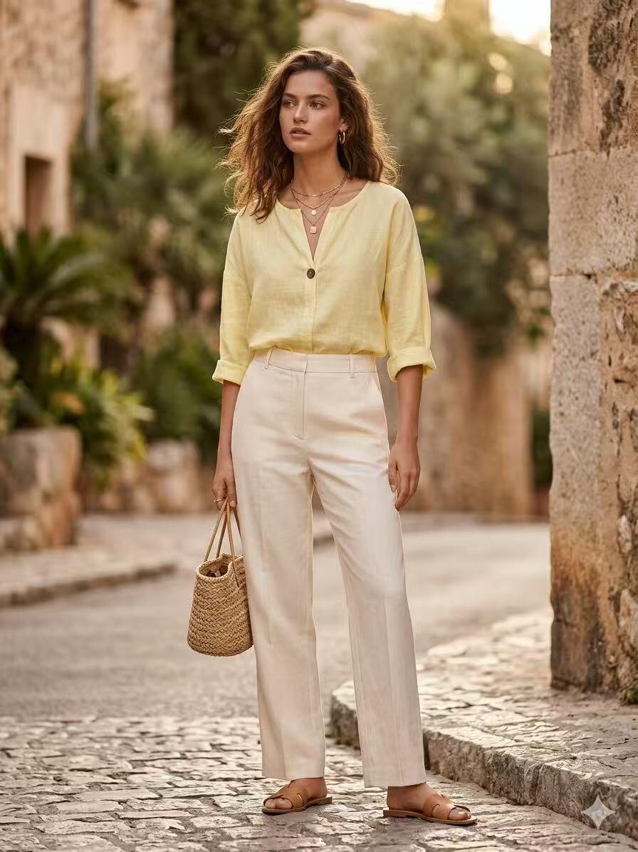 Wholesaler ALYSSA srl - CLASSIC LINEN TOP SHIRT WITH ONE BUTTON