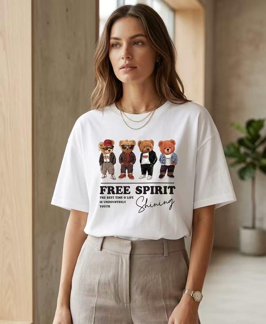 Grossiste ALYSSA srl - T-SHIRT UNIE AVEC IMPRIMÉ OURSONS