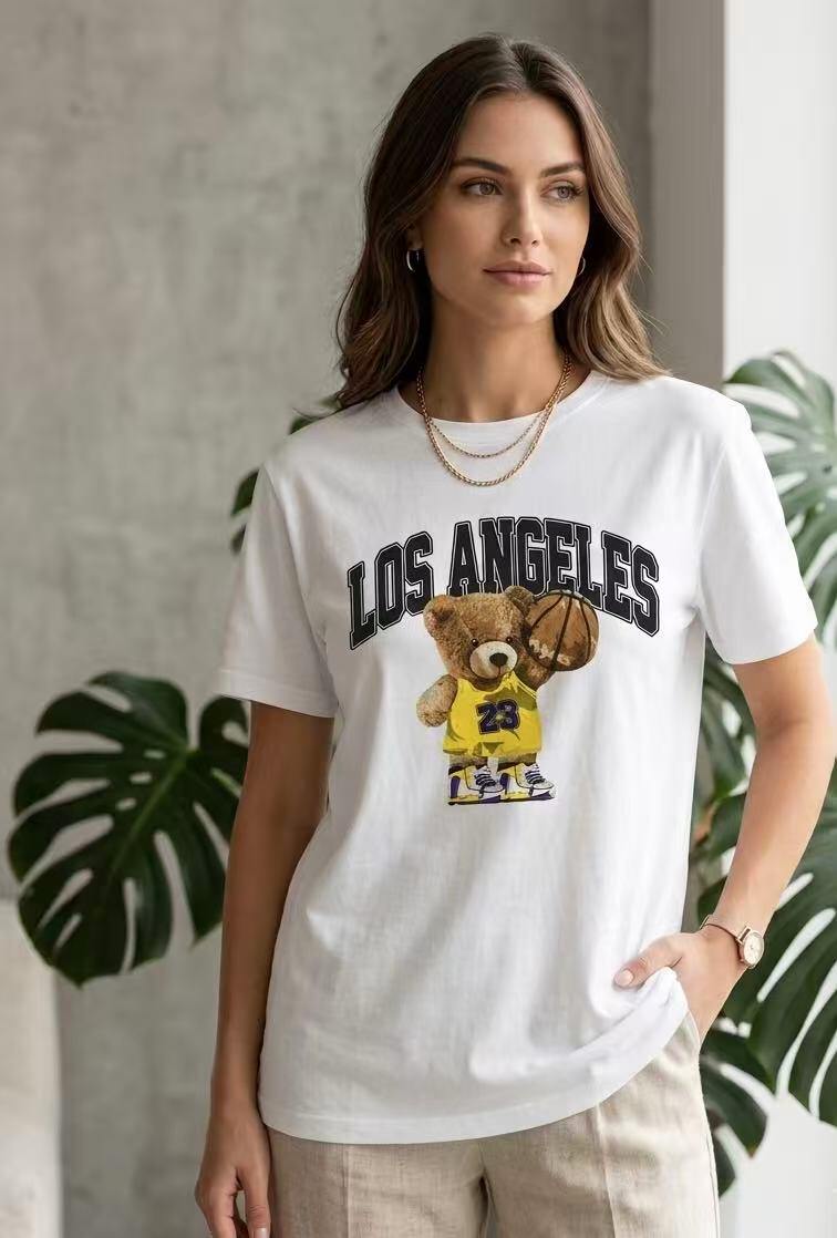 Grossista ALYSSA srl - T-SHIRT A TINTA UNITA CON SCRITTA LOS ANGELES