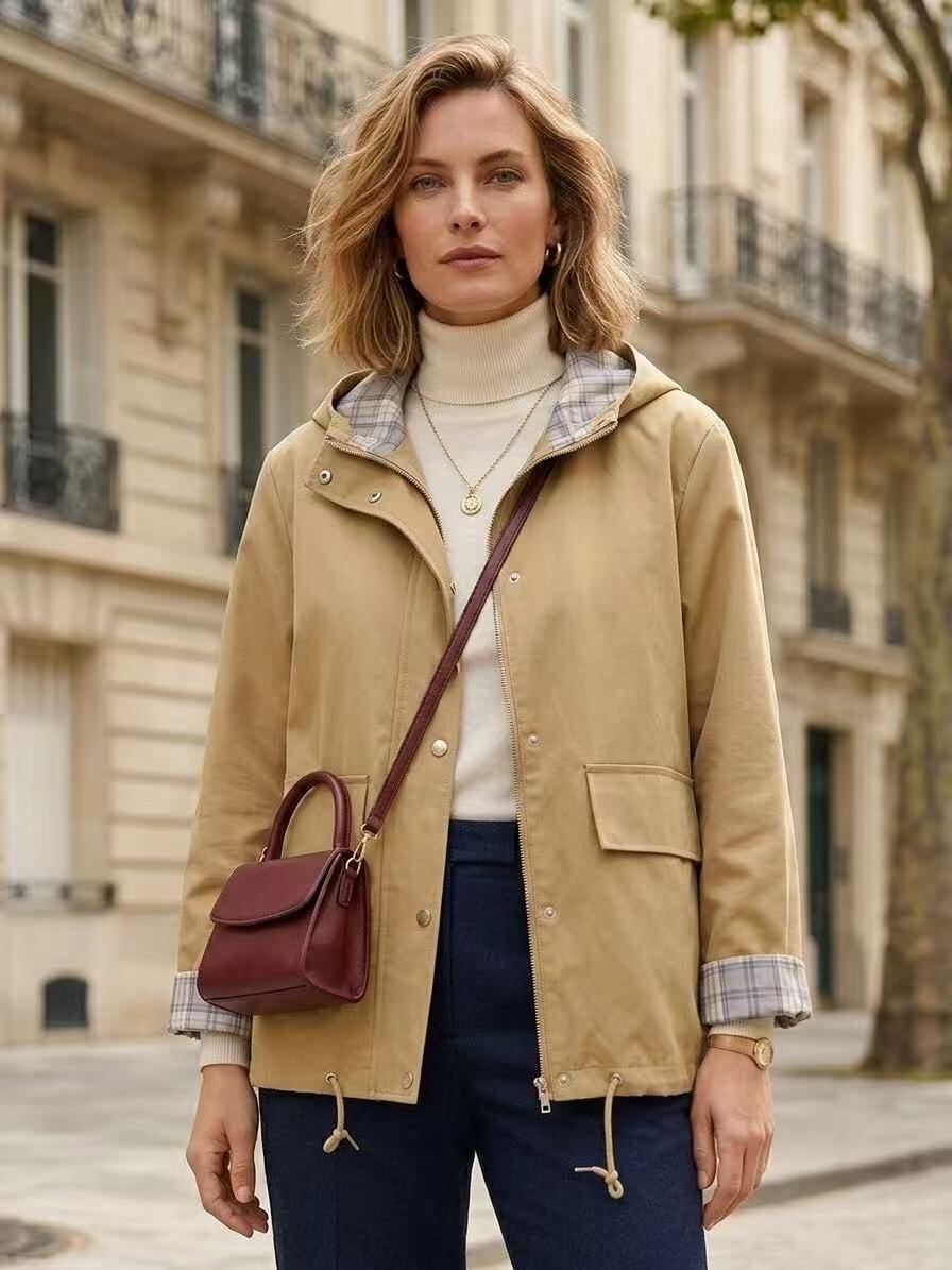 Wholesaler ALYSSA srl - TRENCH COAT WITH HOOD AND CHECKERED LINING