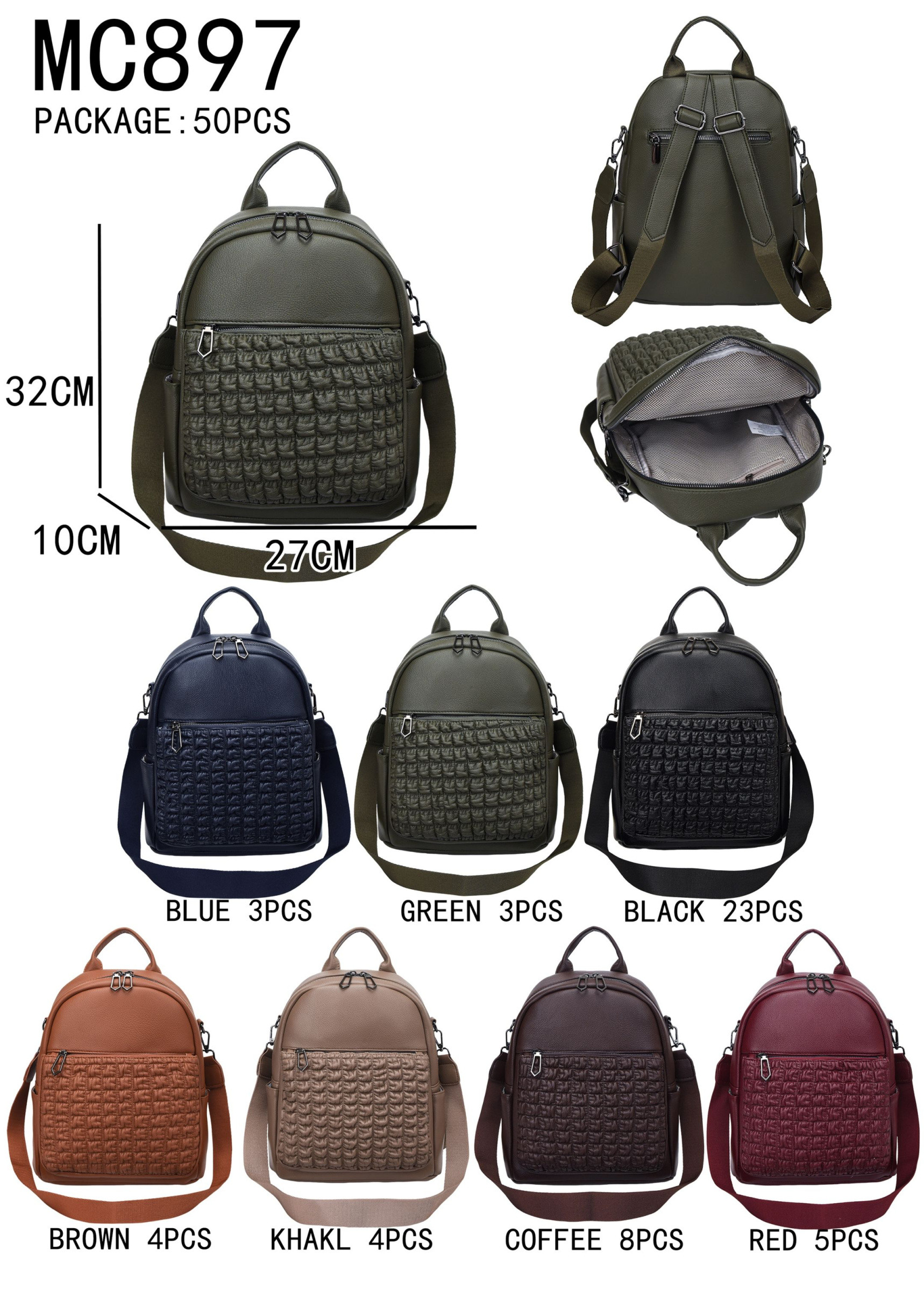 Grossiste AMANDA CLOTHING BAGS AND ACCESSORIES - SACS À DOS FEMME DIMENSIONS 27*10*32
