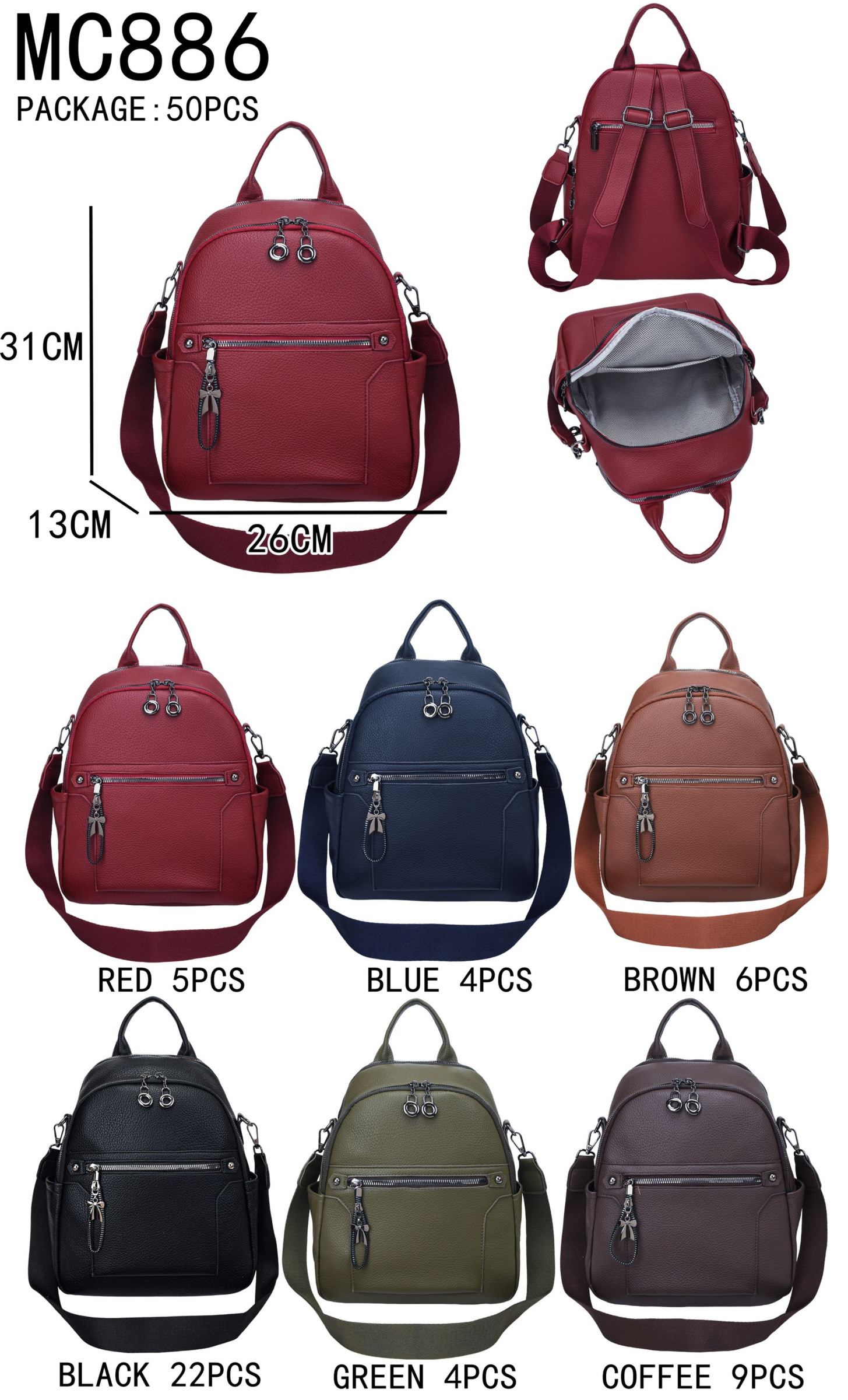 Grossista AMANDA CLOTHING BAGS AND ACCESSORIES - ZAINI DONNE MISURA 26*13*31CM