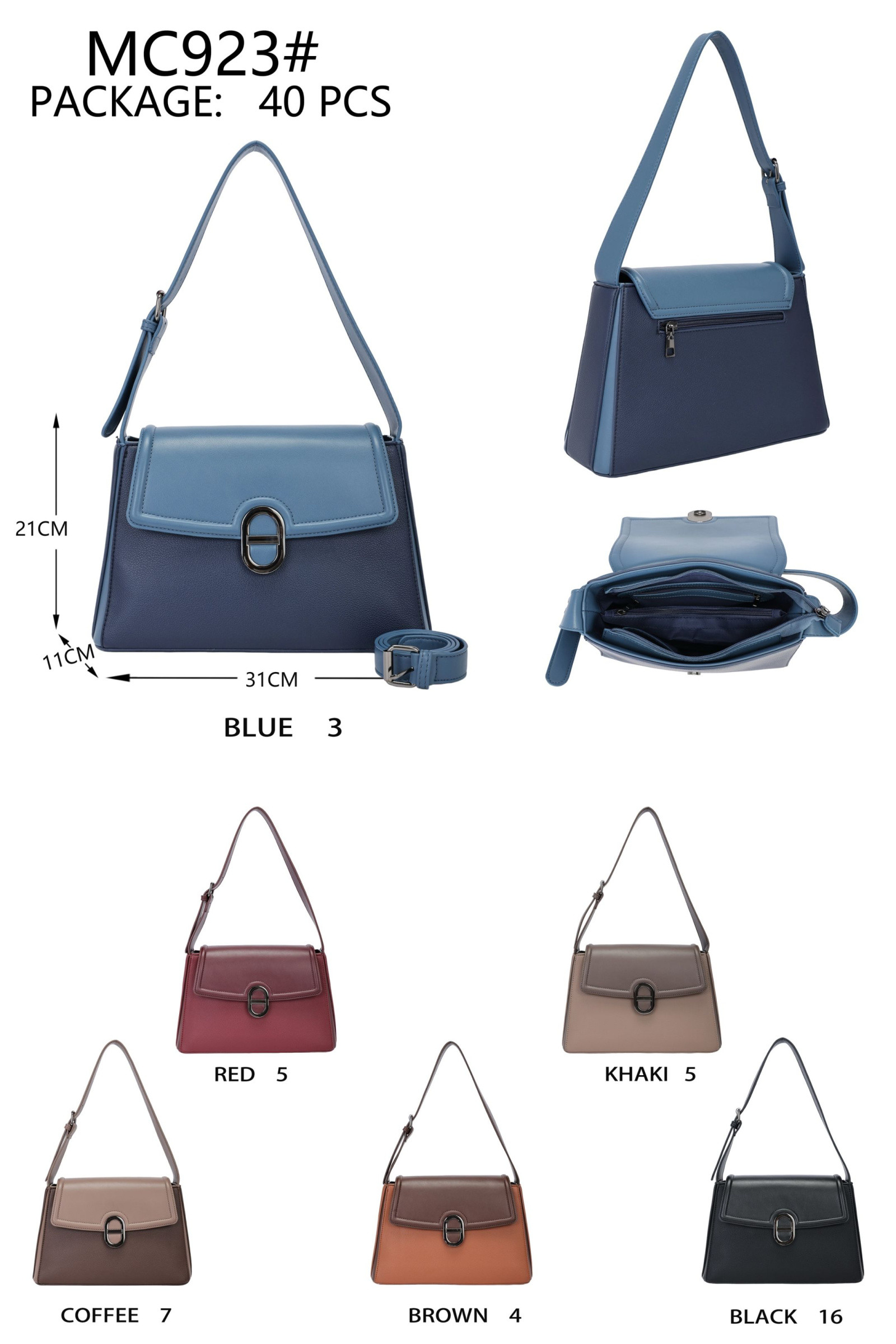 Wholesaler AMANDA CLOTHING BAGS AND ACCESSORIES - WOMEN'S HANDBAGS SIZE 31*11*21CM