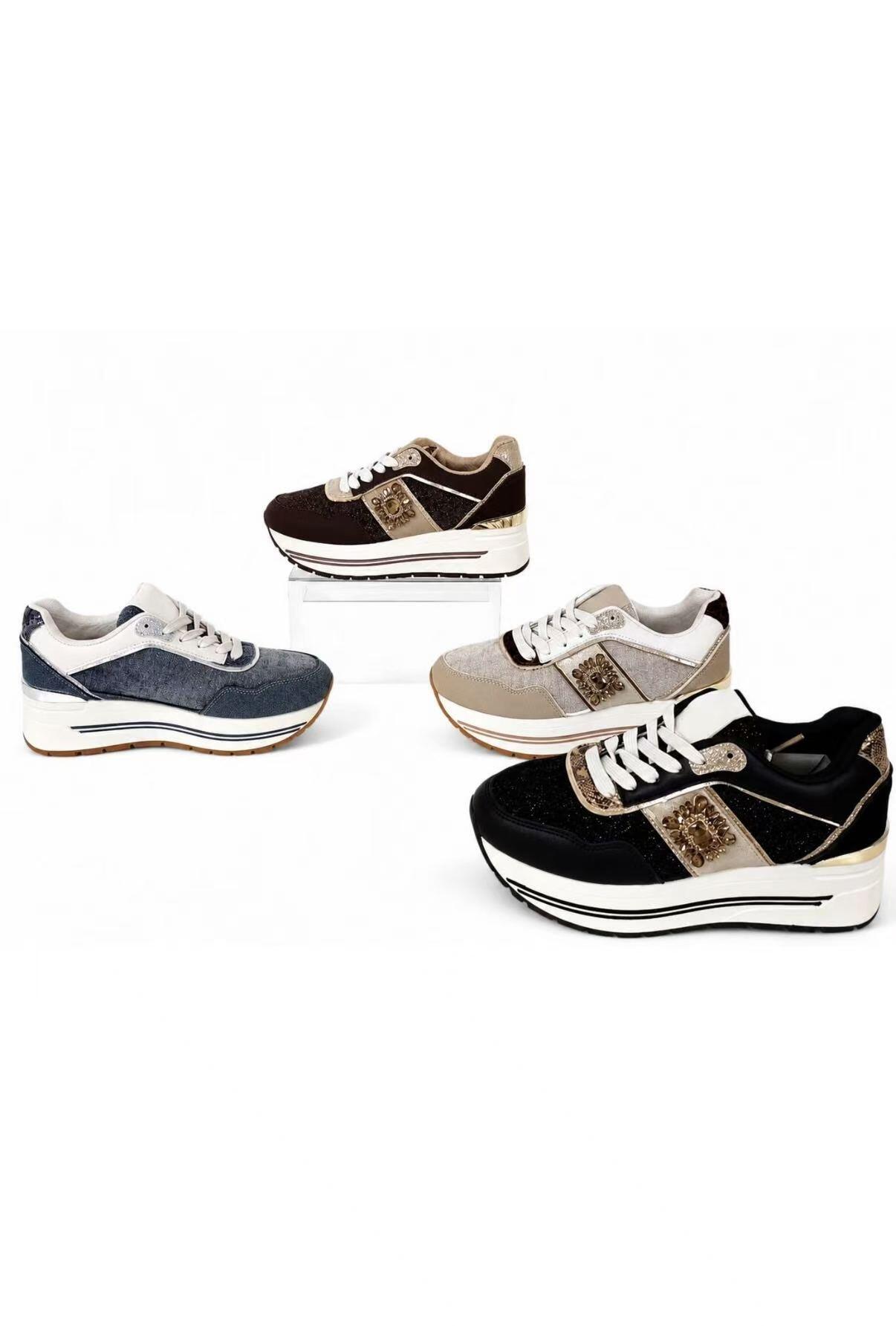 Grossiste AMANDA SHOES - BASKET À SEMELLE ÉPAISSE AVEC STRASS