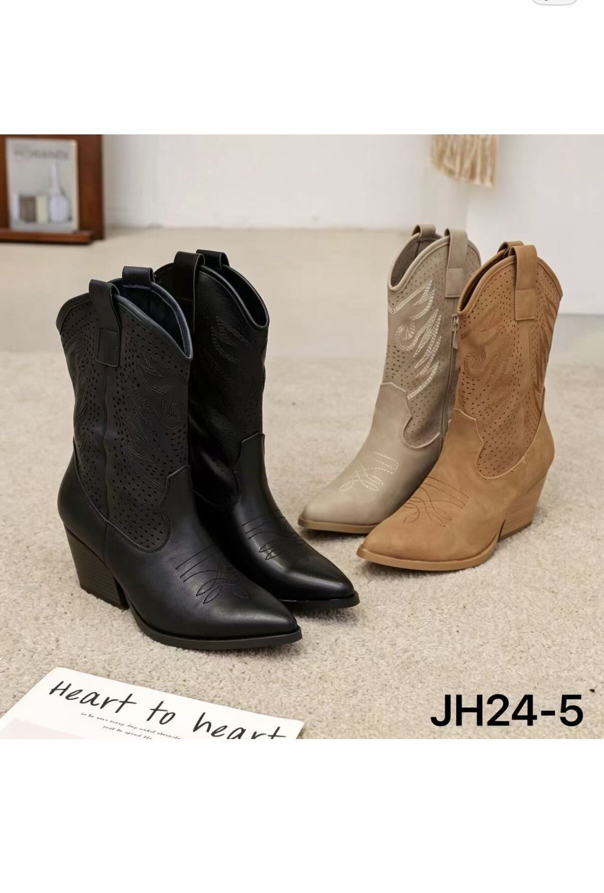 Wholesaler AMANDA SHOES - High boot with wide heel and half-zip closure