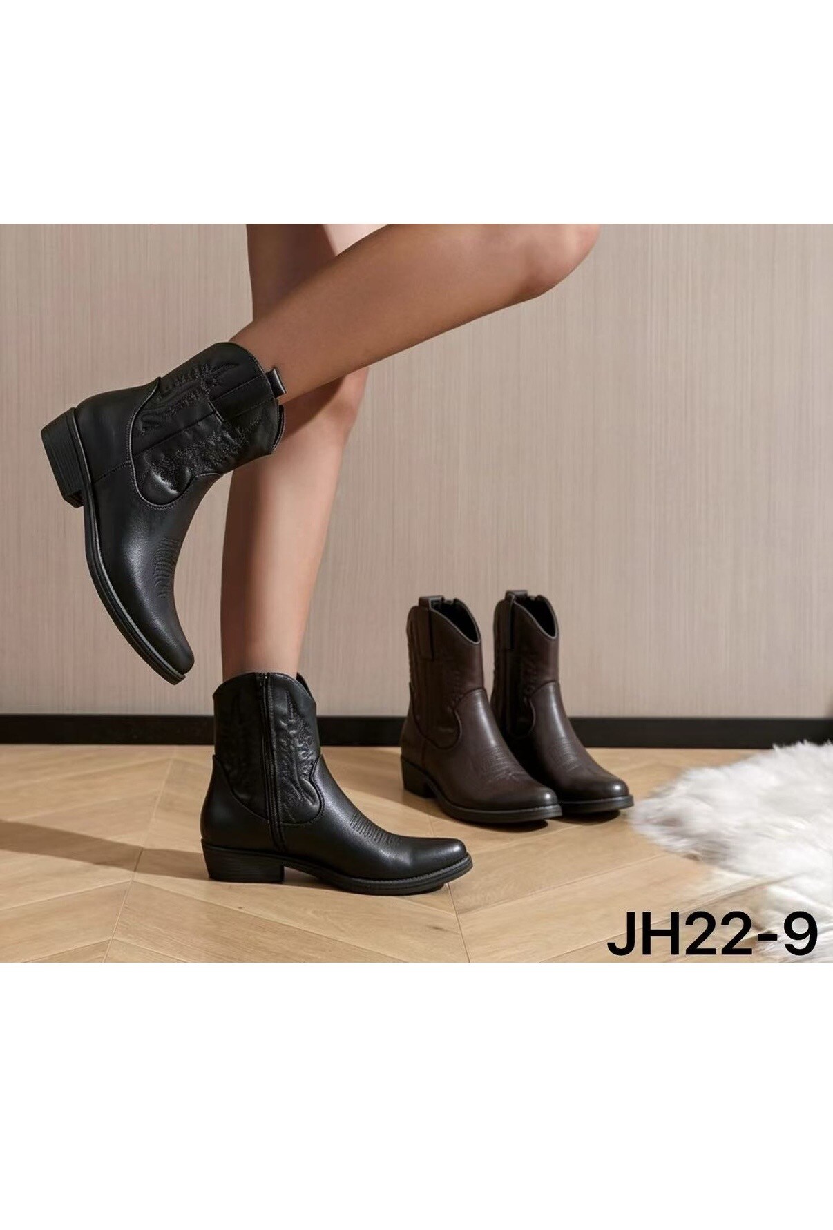 Grossiste AMANDA SHOES - Bottines à talon large avec fermeture éclair