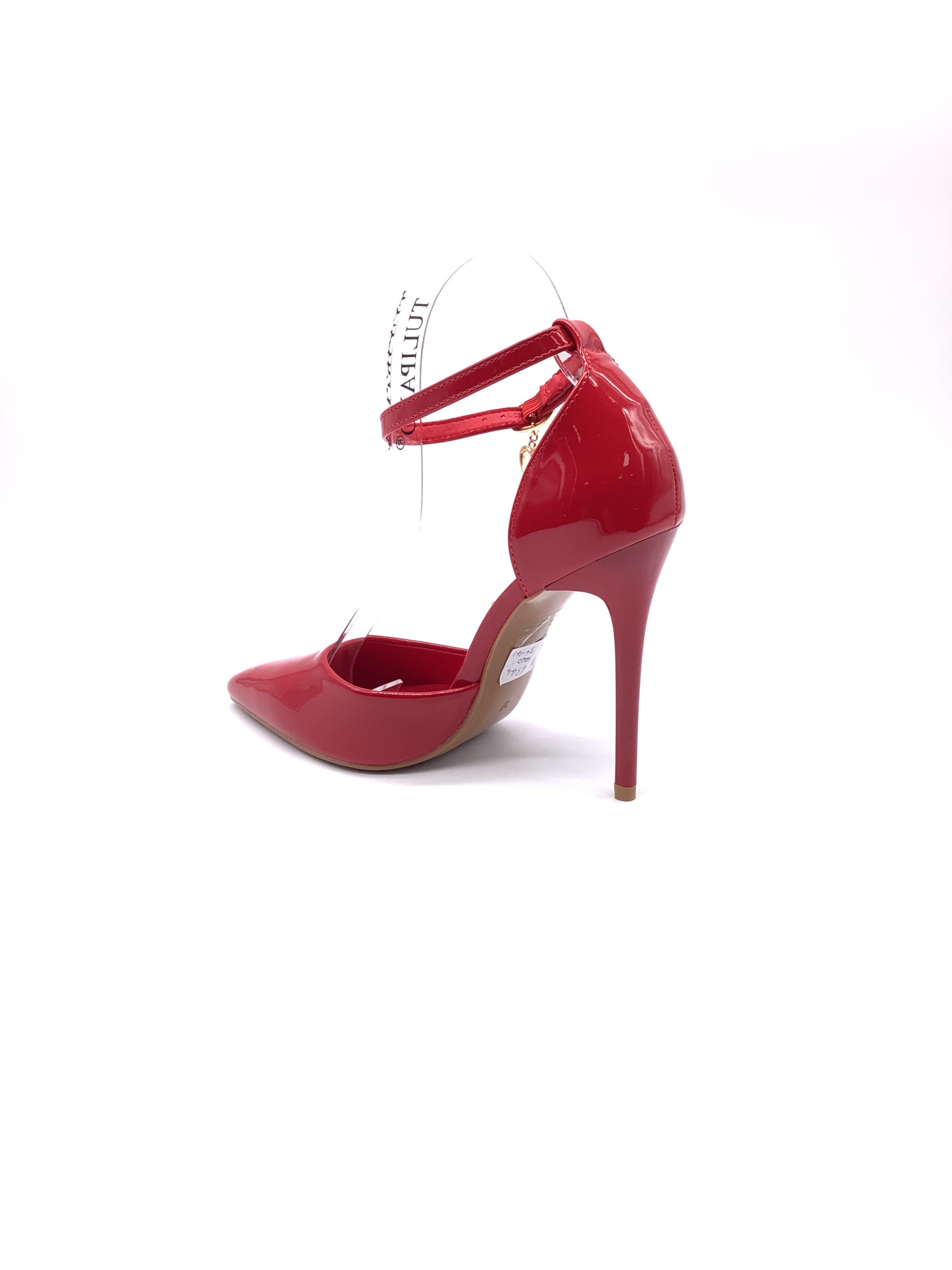 Grossista AMANDA SHOES - Decolleté tacco alto a spillo a punta con fibbie materiale lucido