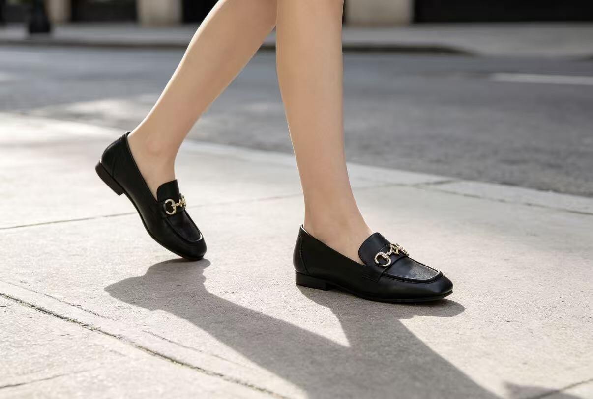 Grossiste AMANDA SHOES - MOCASSINS BAS À BOUT CARRÉ AVEC BOUCLES DORÉES