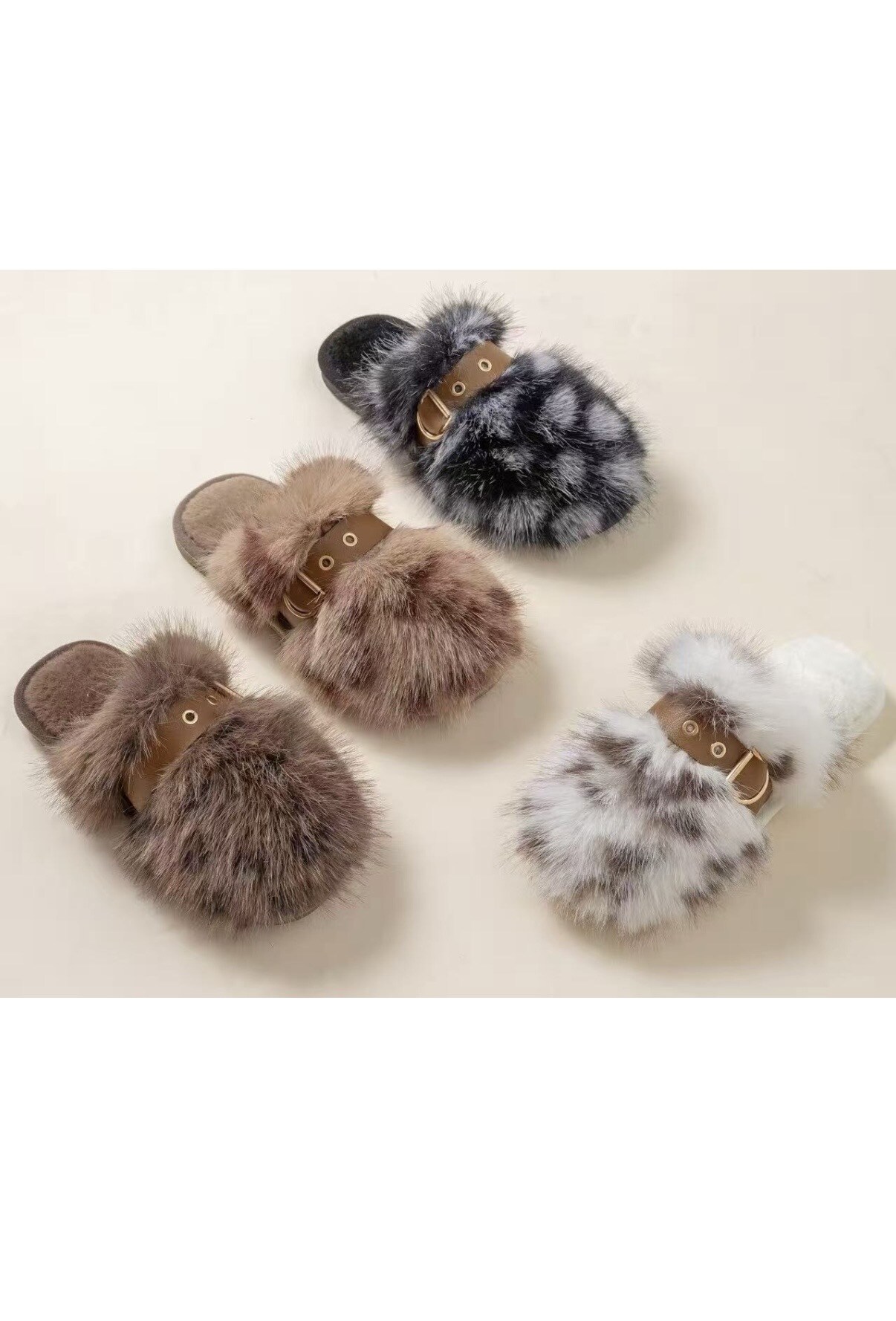 Wholesaler AMANDA SHOES - FAUX FUR SLIPPERS MIXED COLORS 36 PCS 36-41