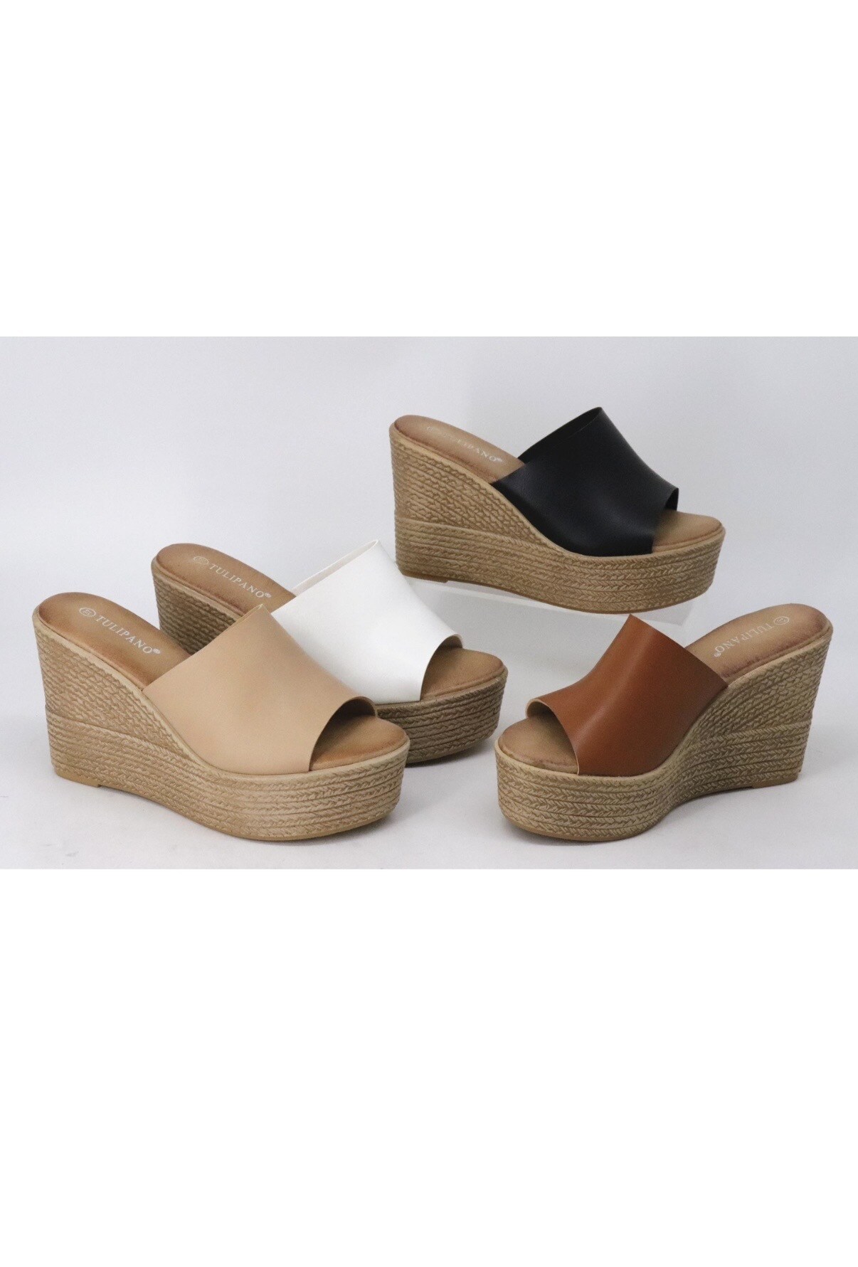 Wholesaler AMANDA SHOES - HIGH PLATFORM SLIPPERS IN FAUX LEATHER