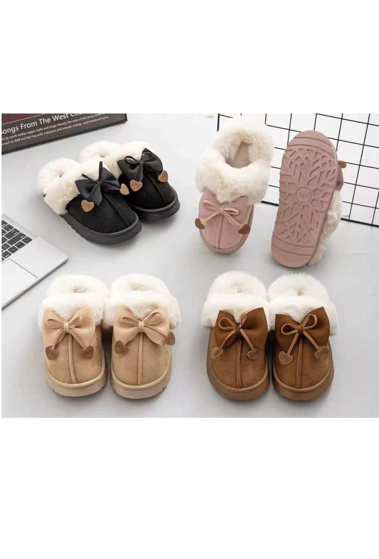 Wholesaler AMANDA SHOES - FAUX FUR SLIPPERS MIXED COLORS 36 PCS 36-41