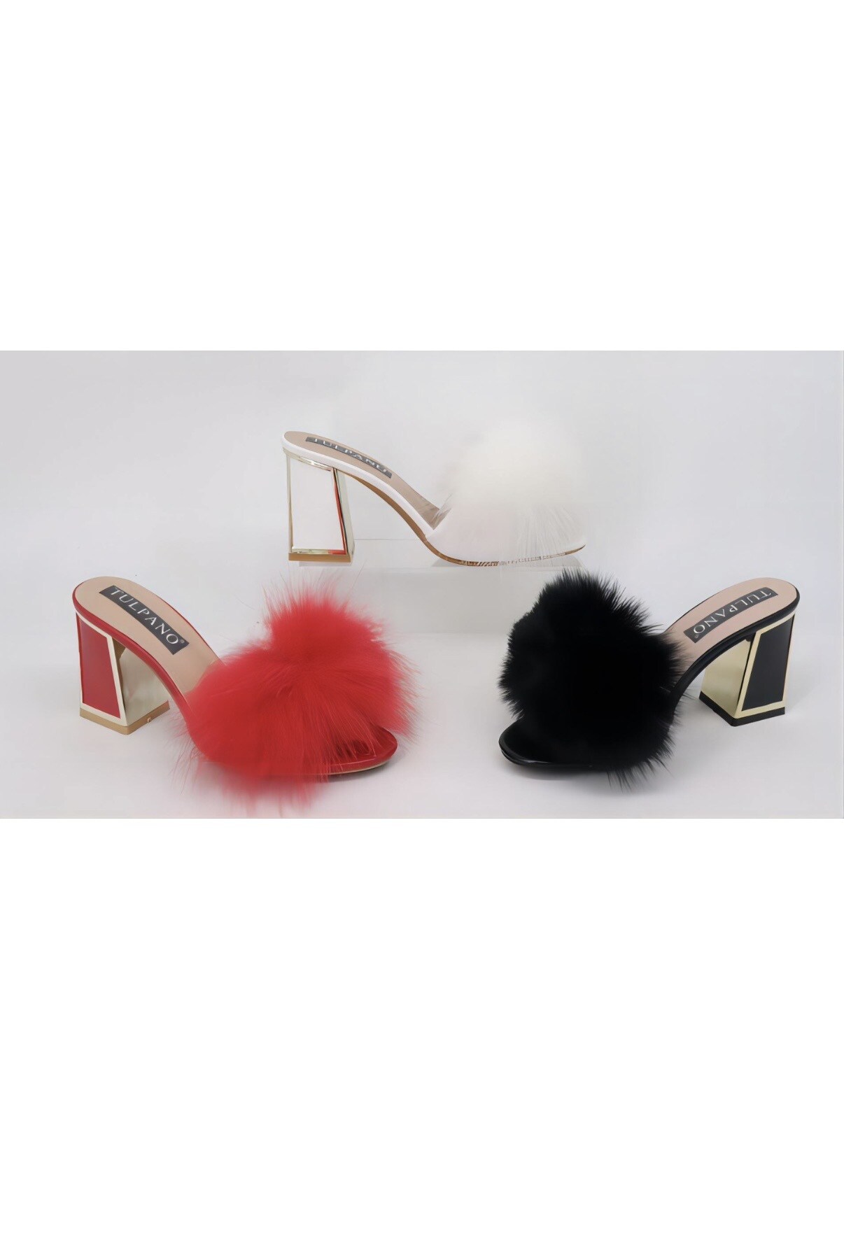 Wholesaler AMANDA SHOES - WIDE-HEELED MULES WITH FAUX FUR