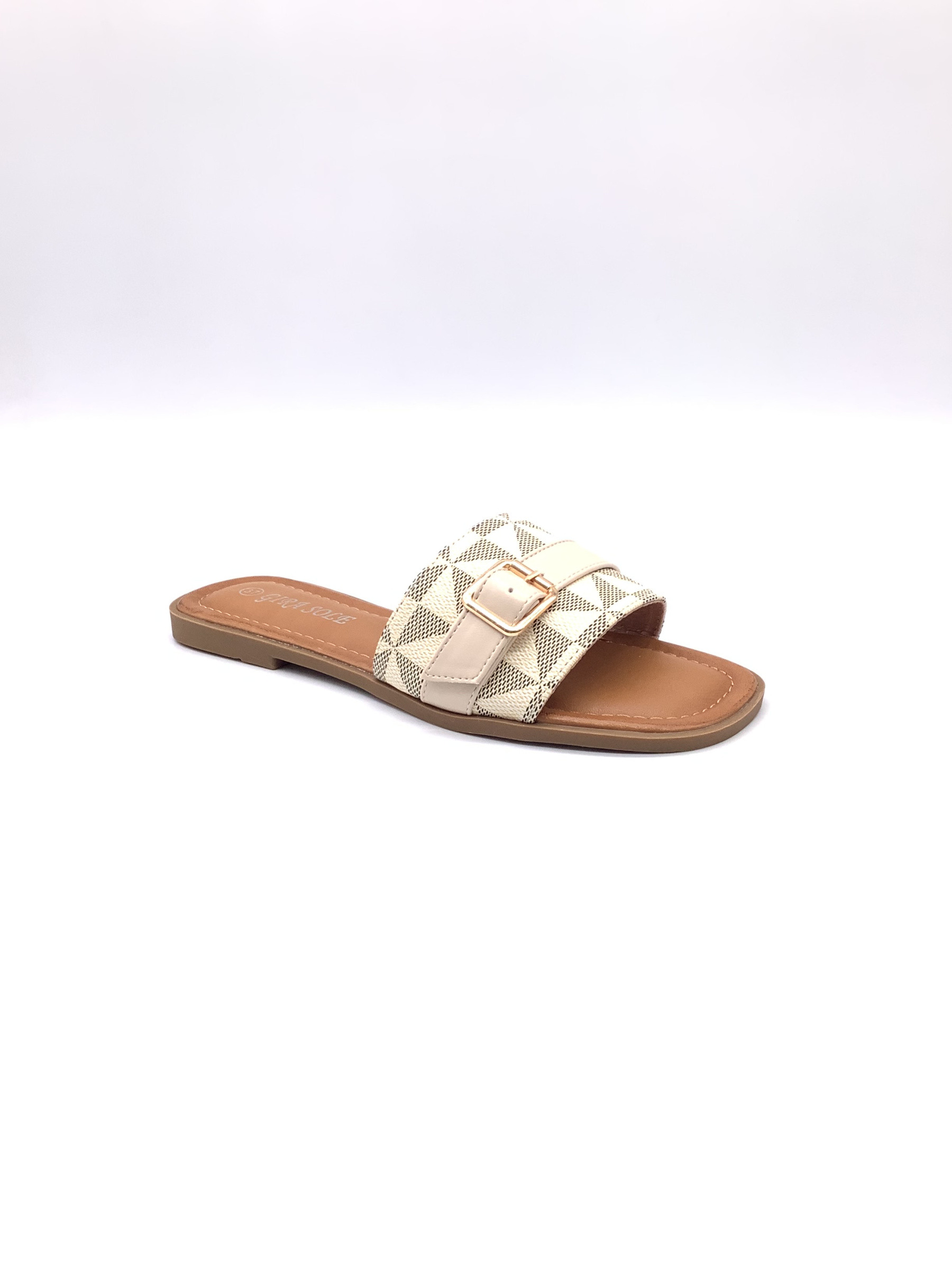 Wholesaler AMANDA SHOES - FLAT SLIDE WITH GOLD BUCKLE