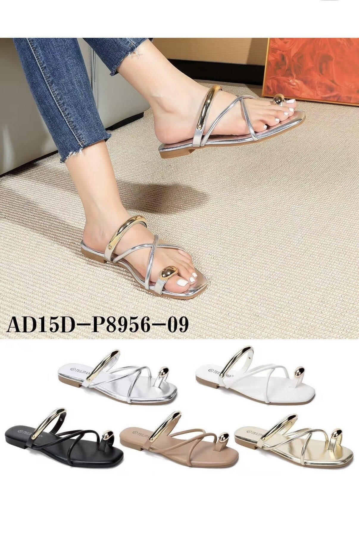 Wholesaler AMANDA SHOES - FLAT THONG SANDALS WITH CROSSOVER STRAPS