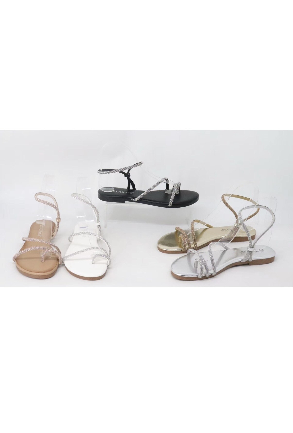 Wholesaler AMANDA SHOES - FLAT THONG SANDAL WITH GLITTER STRAPS