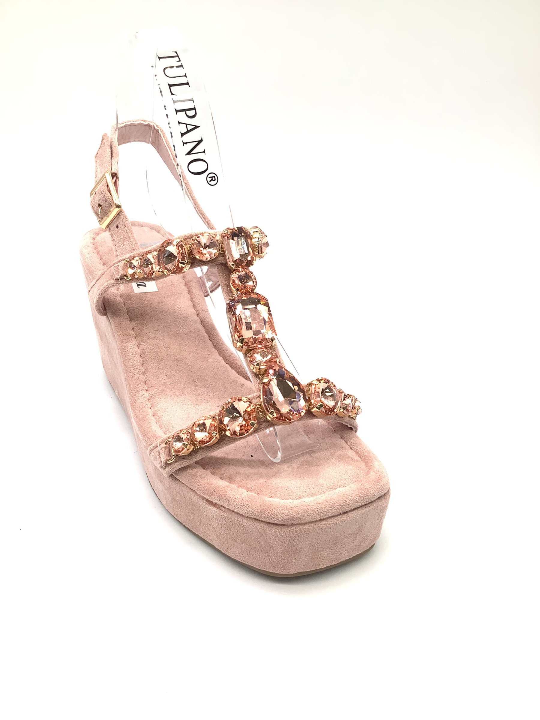 Grossiste AMANDA SHOES - SANDALES À SEMELLES COMPENSÉES AVEC STRASS