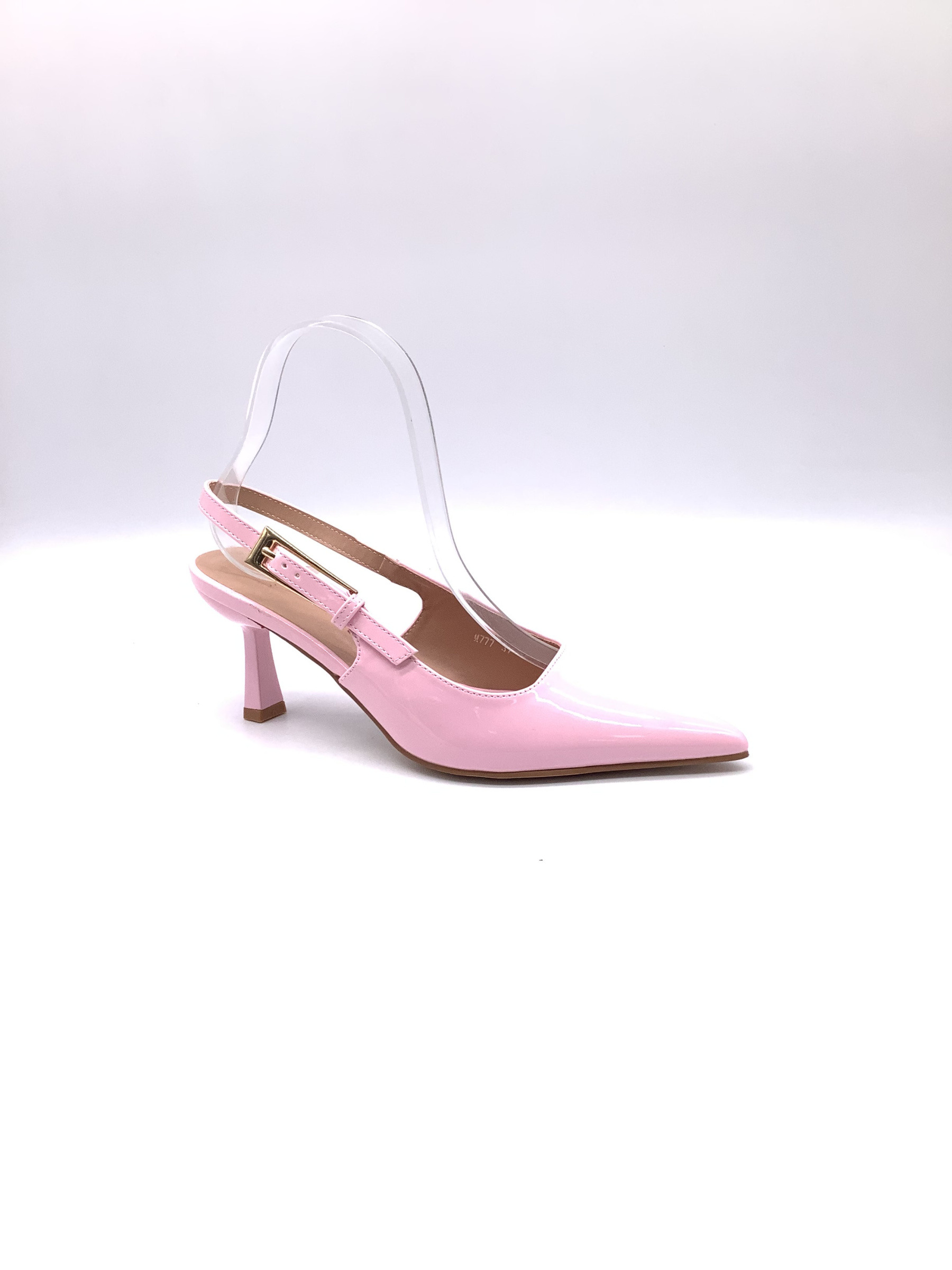 Grossista AMANDA SHOES - SANDALI TACCO MEDIA A PUNTA E APERTO DIETRO MATERIALE LUCIDO