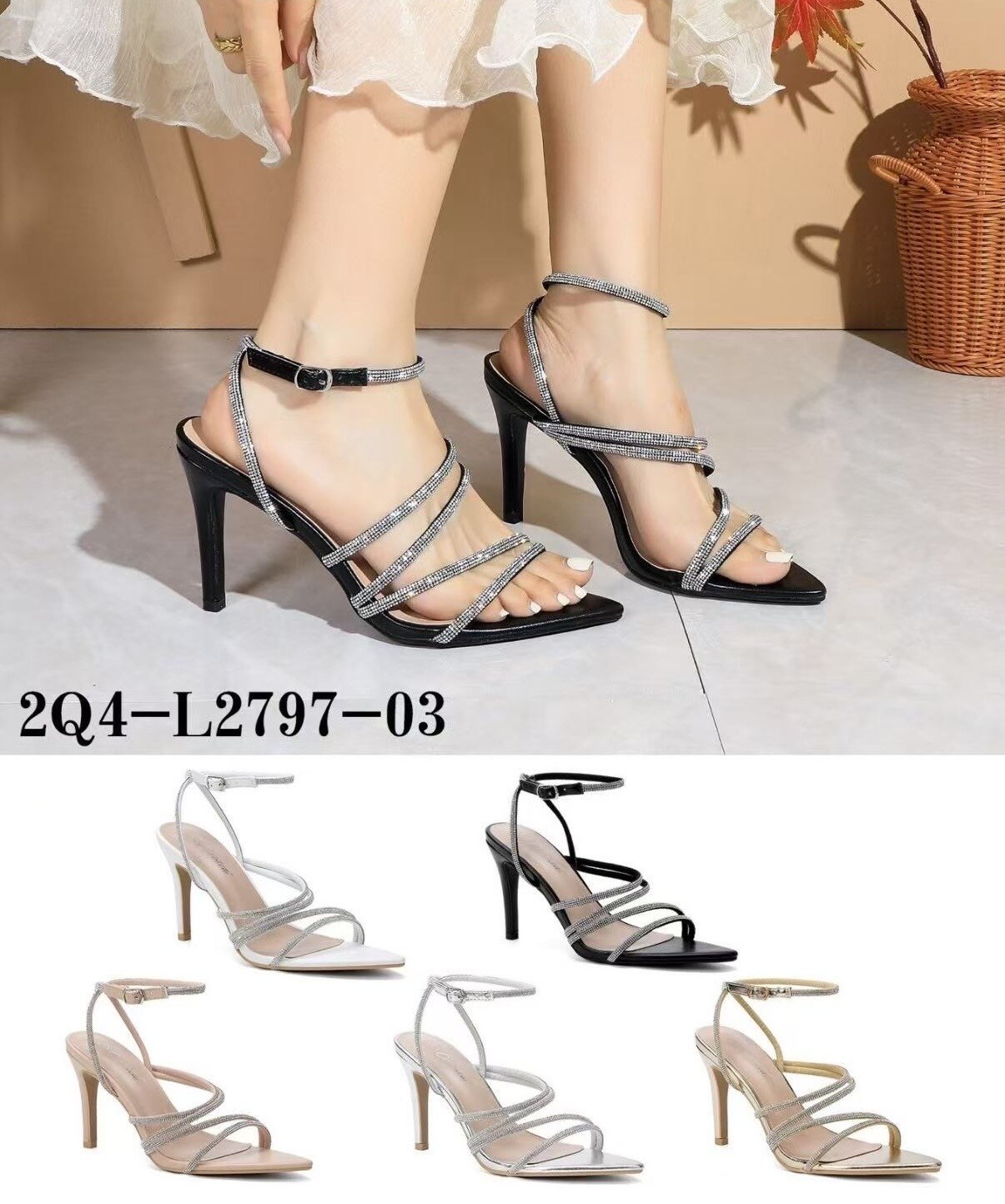 Grossista AMANDA SHOES - SANDALI ALTI TACCHI CON STRASS ALLA MODA