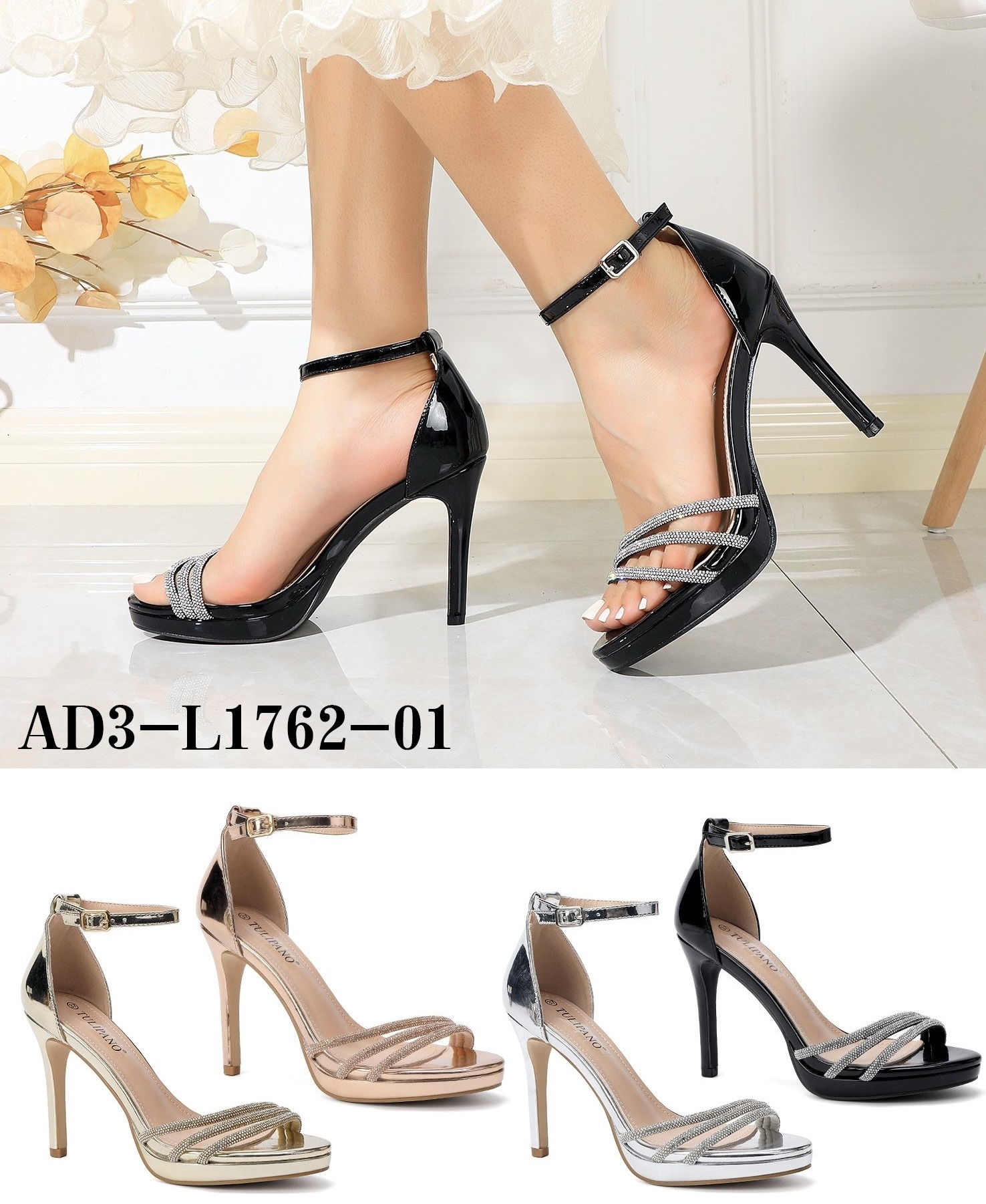 Grossiste AMANDA SHOES - SANDALES À TALONS HAUTS AVEC STRASS TENDANCE
