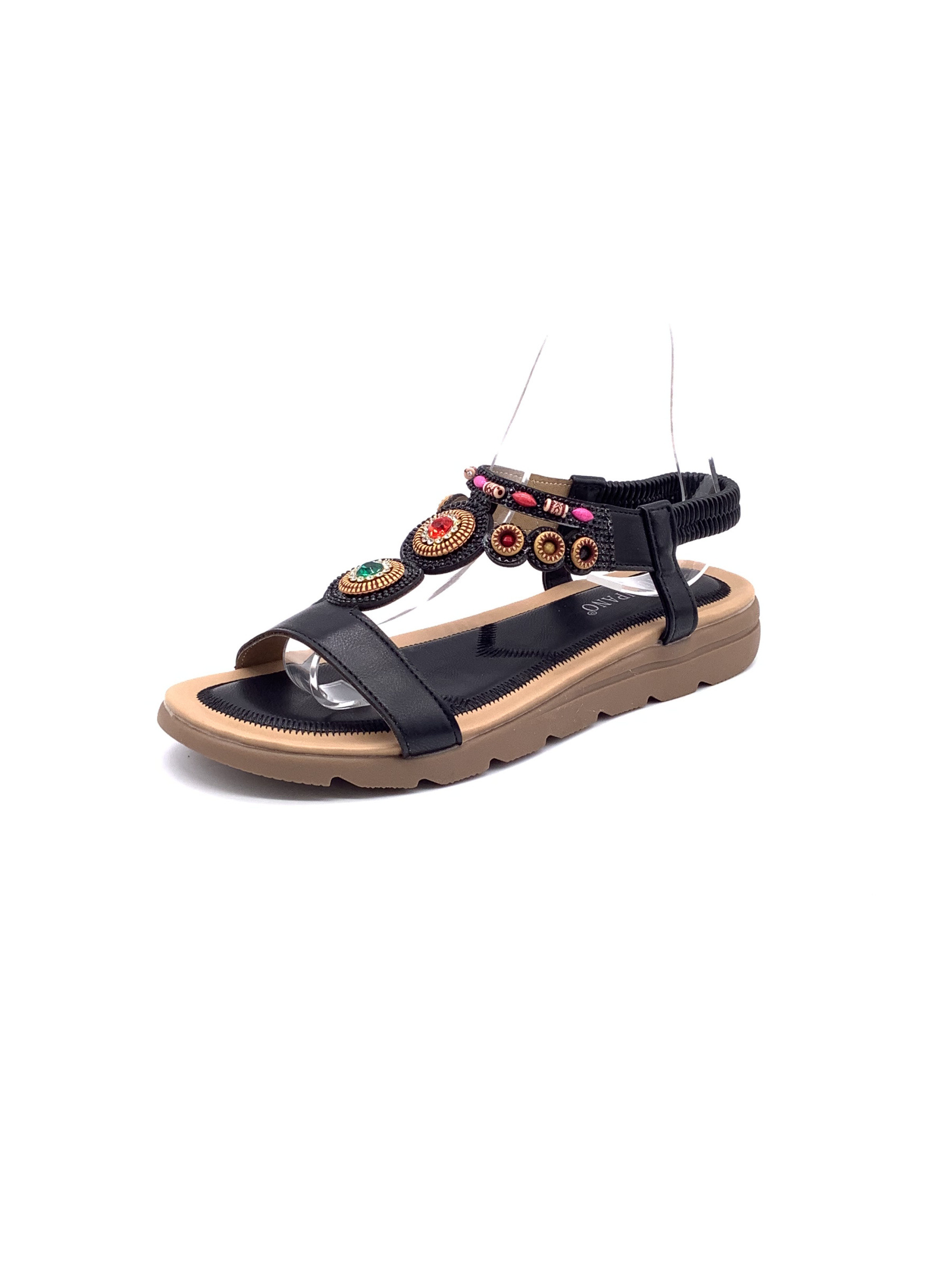 Mayorista AMANDA SHOES - SANDALIAS DE CUÑA BAJA CON ELÁSTICO TRASERO Y STRASS