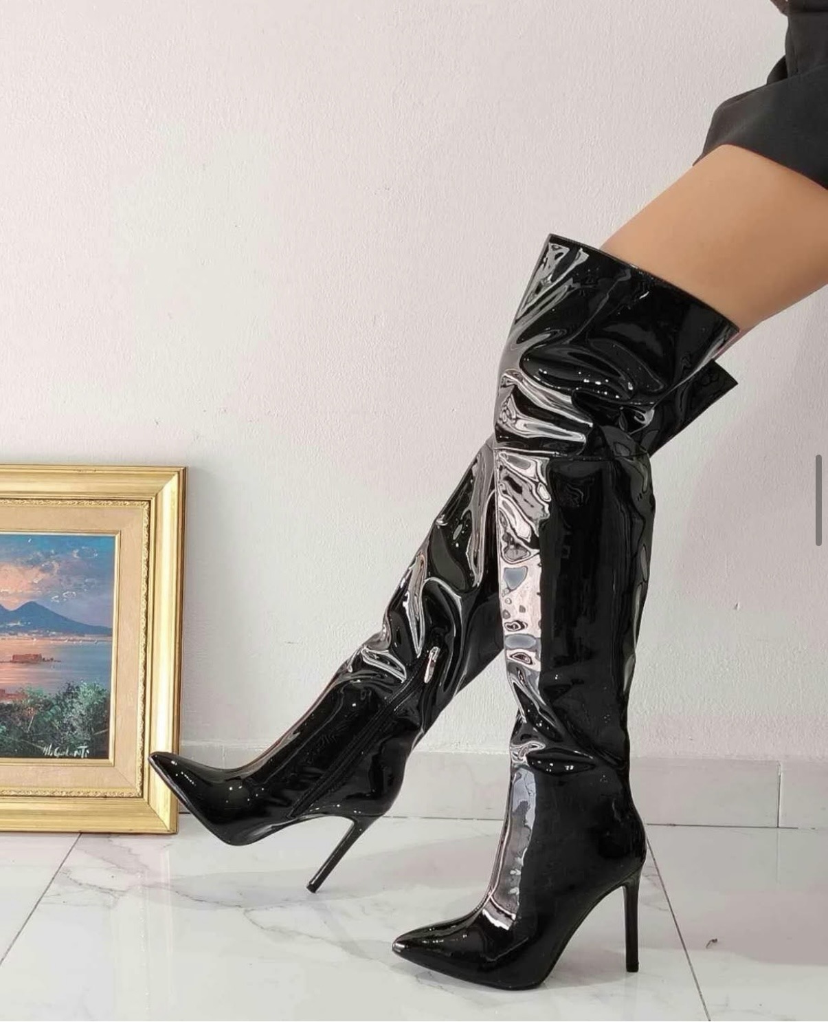 Wholesaler AMANDA SHOES - SHINY HIGH STILETTO HEEL BOOTS