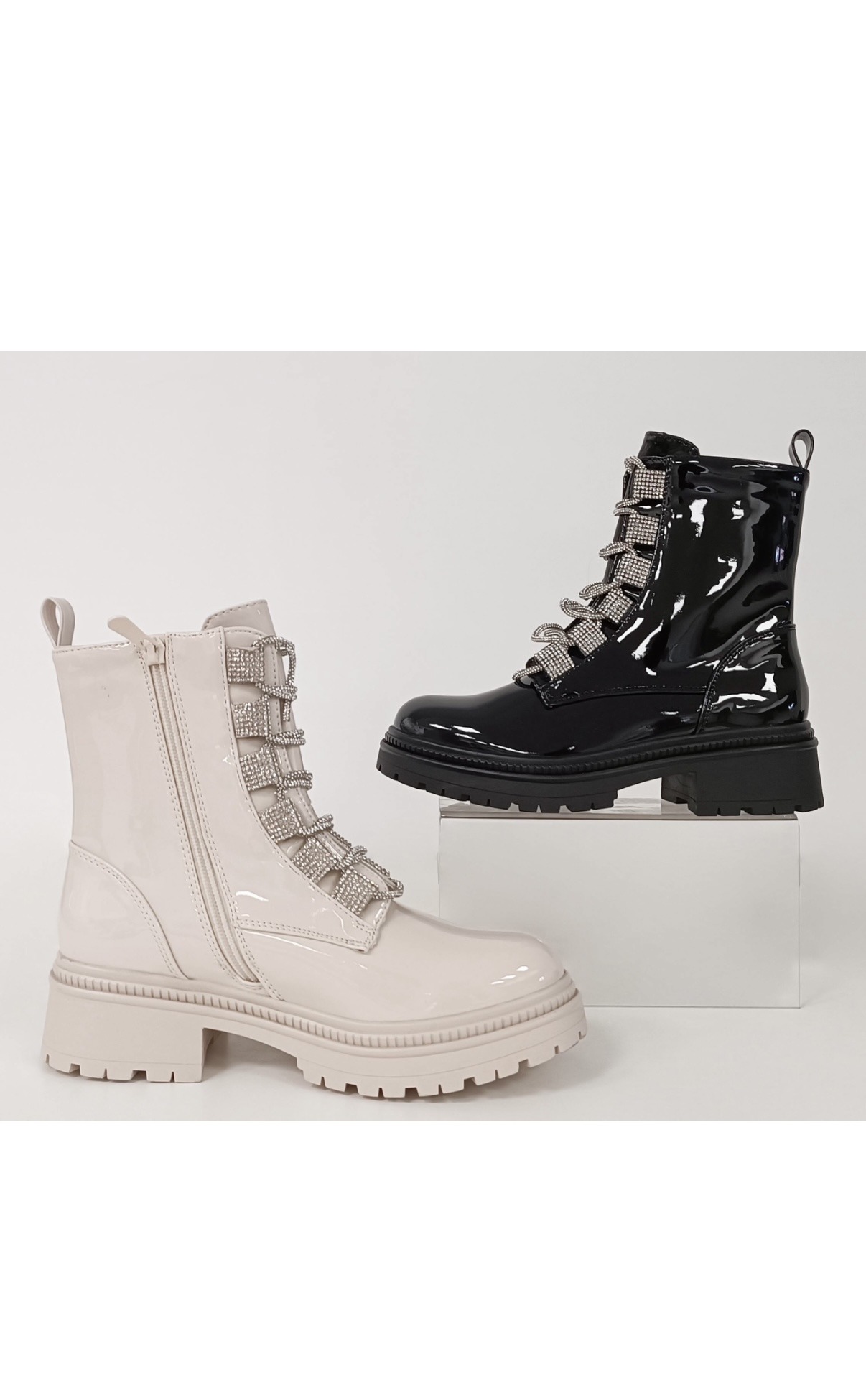 Wholesaler AMANDA SHOES - Shiny ankle boots with rhinestones and zippers