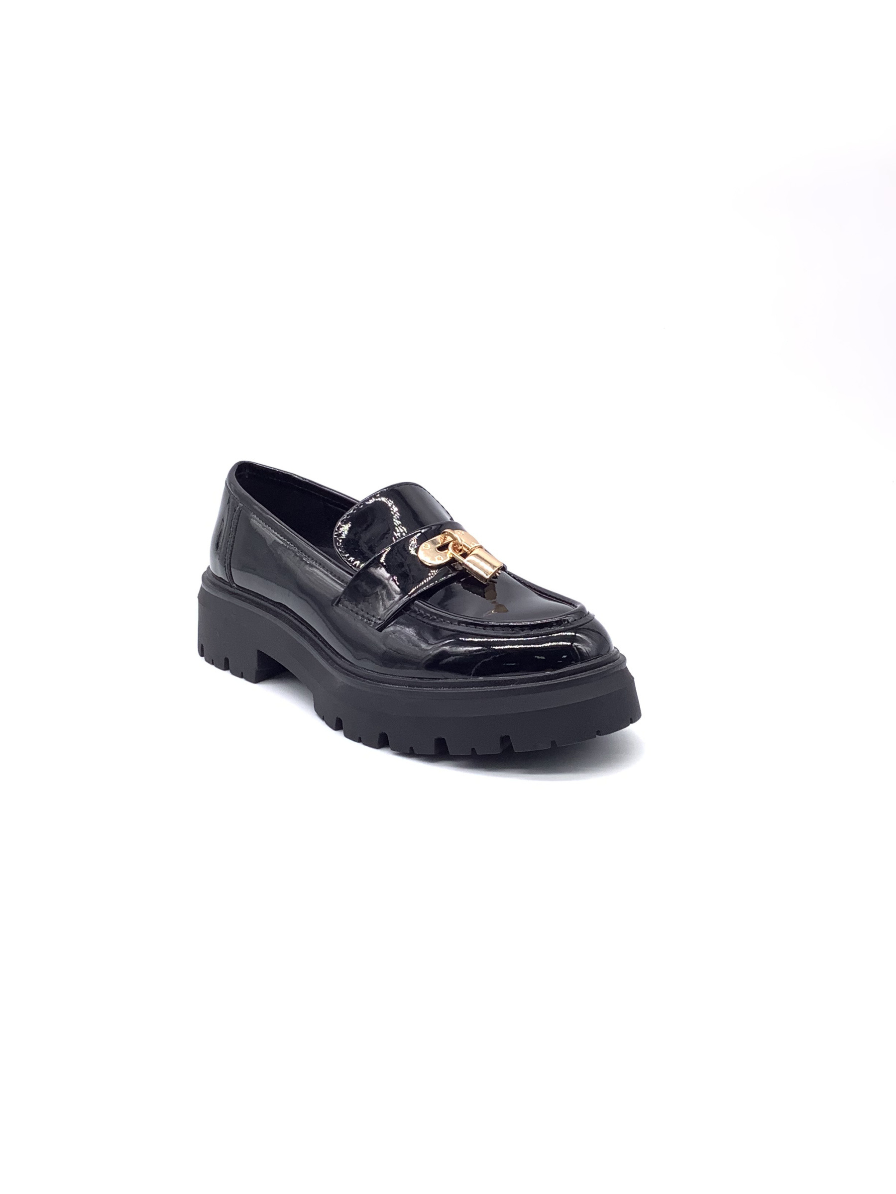 Wholesaler AMANDA SHOES - SHINY ECO-LEATHER LOAFERS WITH BUCKLES