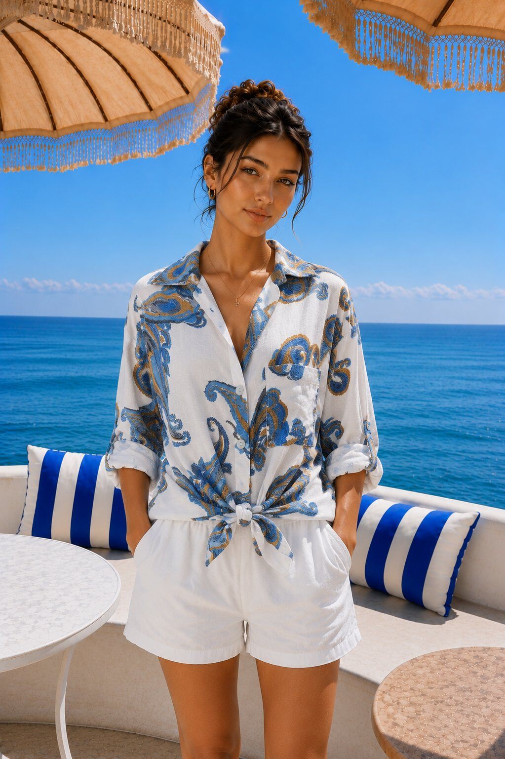 Grossiste AMARIA - Chemise à imprimé baroque – Élégance artistique & allure décontractée - 100% COTON