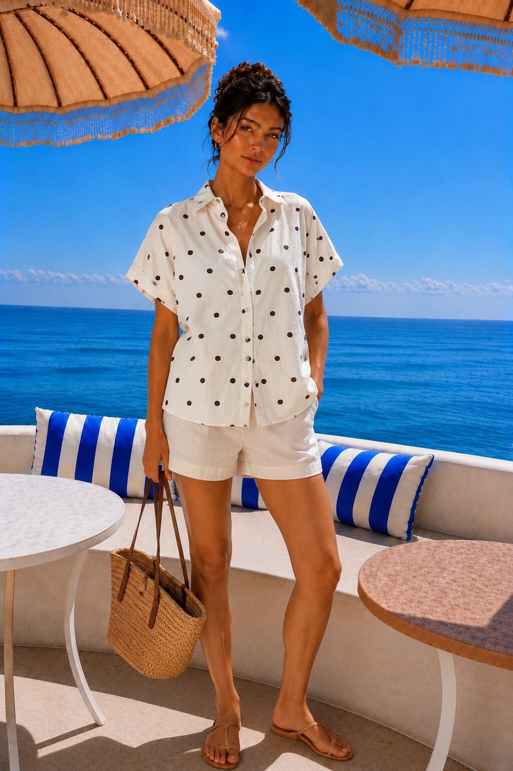 Grossiste AMARIA - Chemise Femme Fluide à Pois – Made in Italy - 100% coton