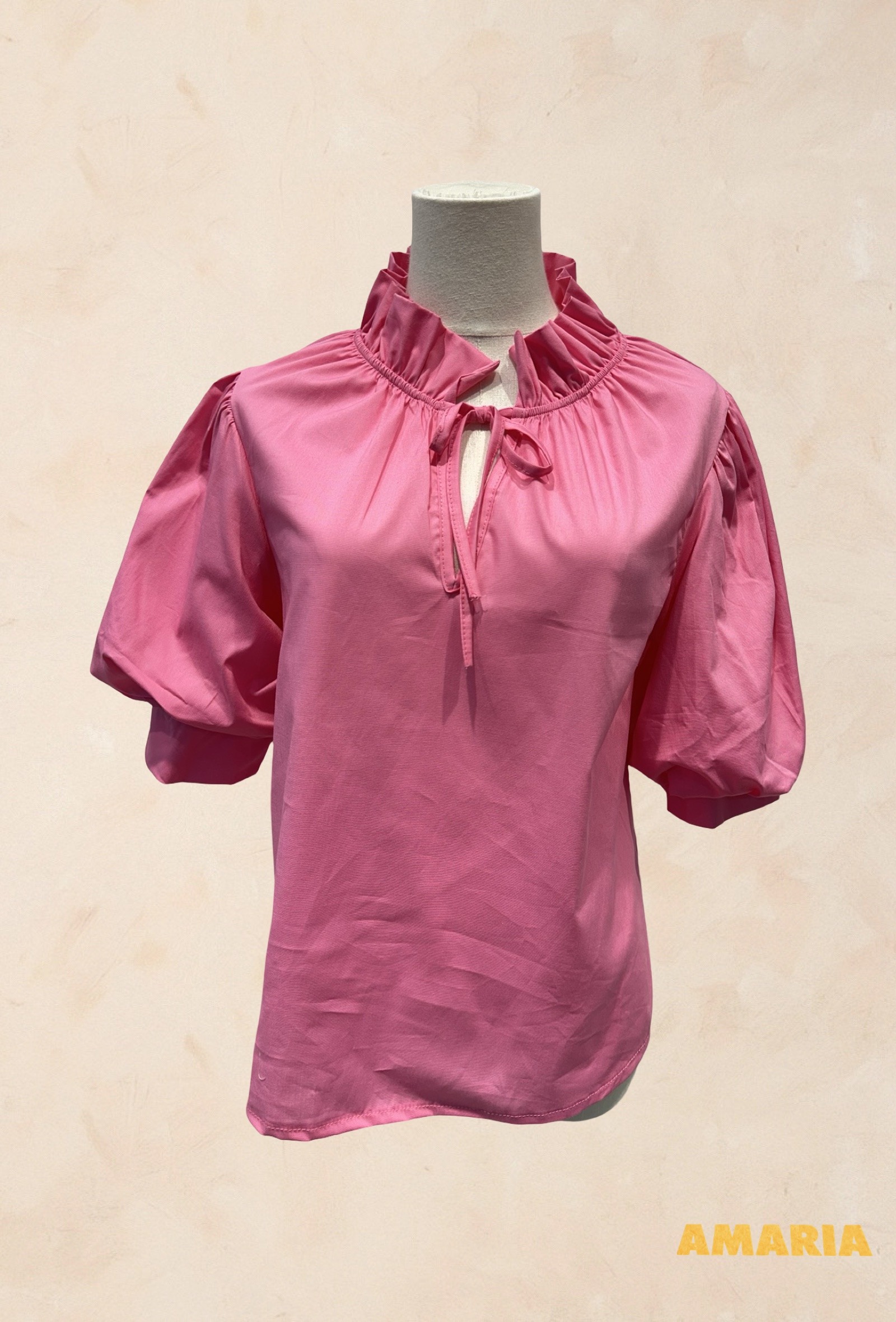 Mayorista AMARIA - Blusa con Cuello Volante y Mangas Abullonadas - ALGODÓN