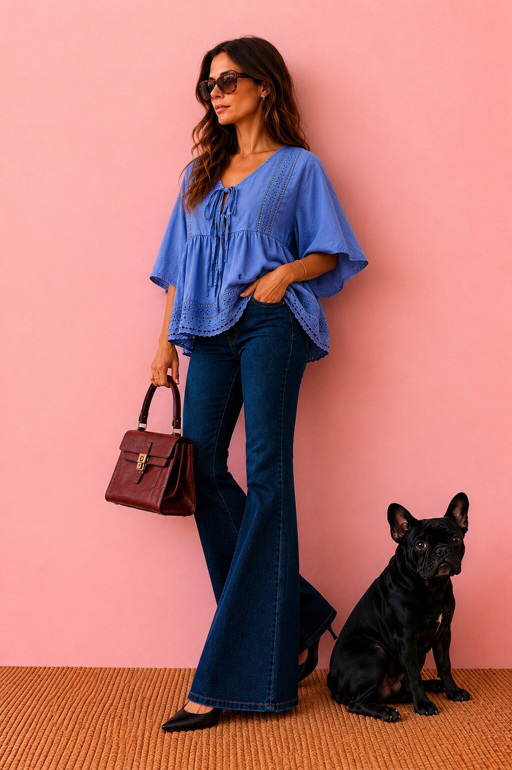Grossiste AMARIA - Blouse à Manches Papillon & Détails Brodés - 100% COTON