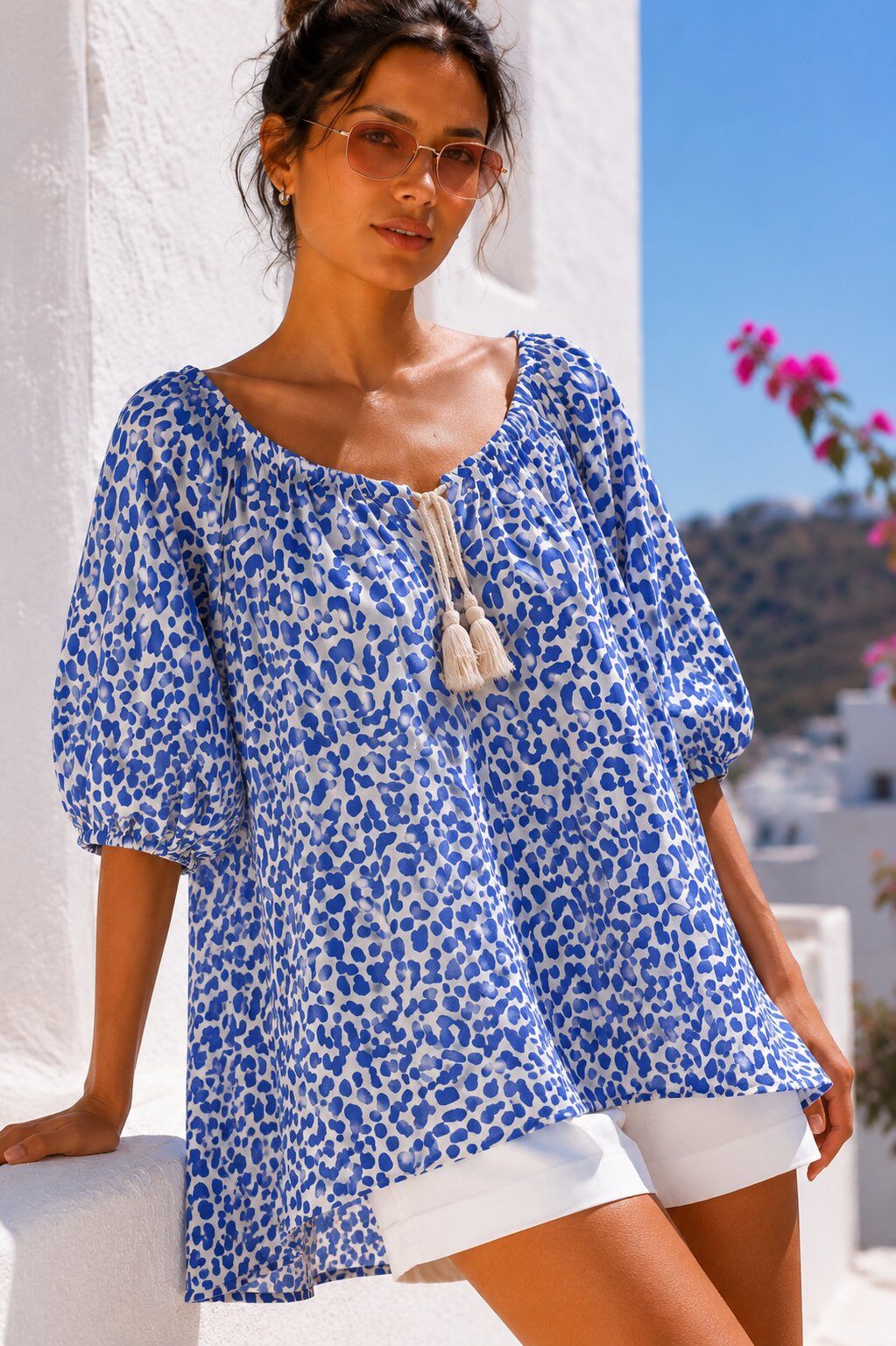 Wholesaler AMARIA - Trendy Leopard Print Summer Blouse – Made in Italy - 100% COTTON
