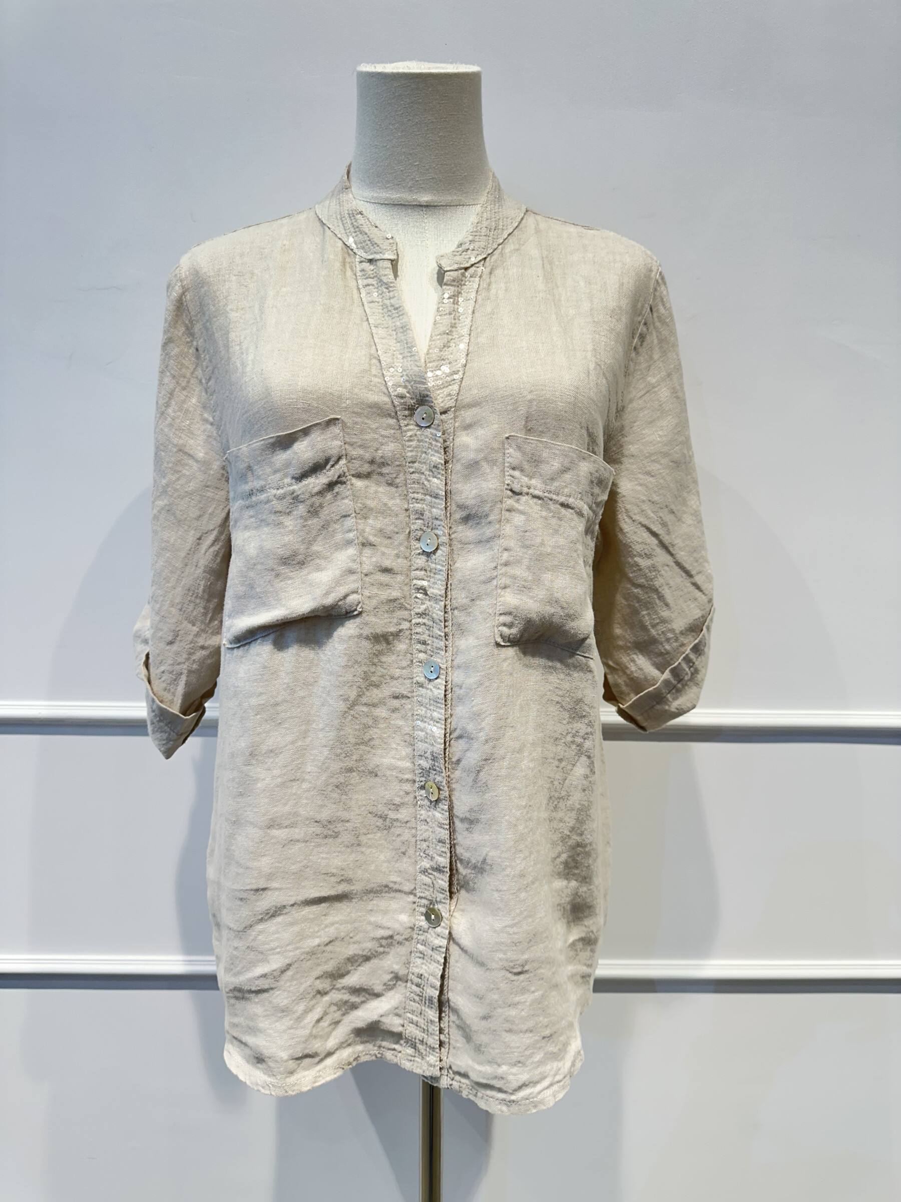 Wholesaler AMARIA - Tunic Shirt with Sequins and Floral Lace