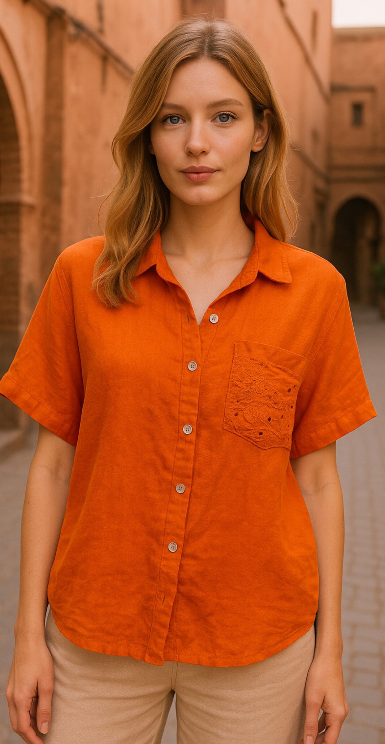 Grossiste AMARIA - Chemise ample en lin – Fraîcheur & éclat vitaminé