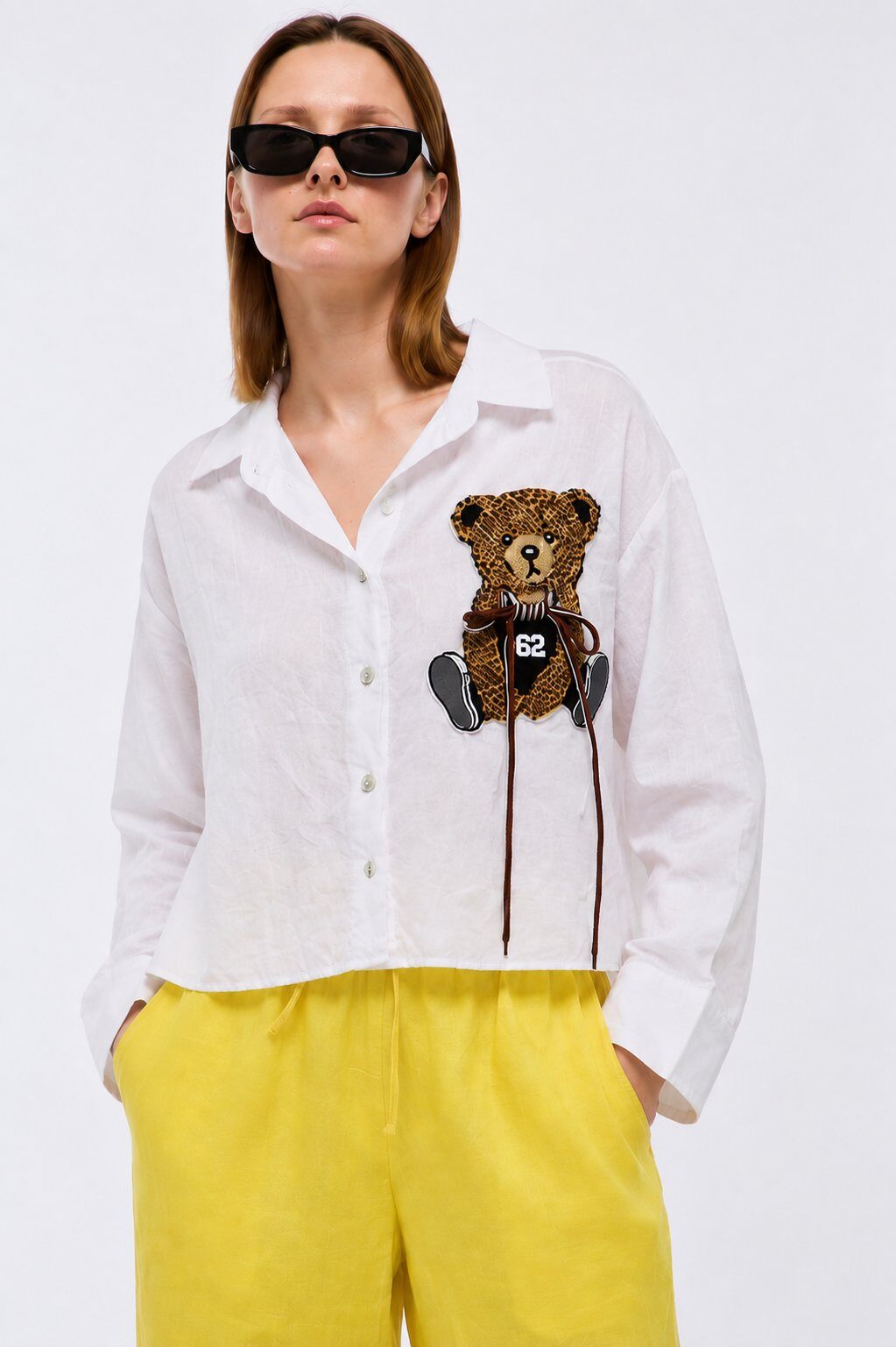 Grossista AMARIA - Camicia Oversize con Patch Teddy – Made in Italy - COTONE