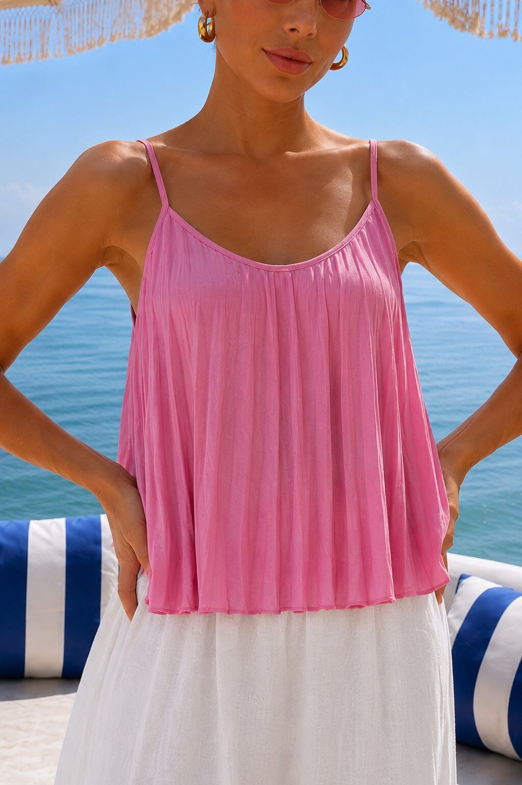 Wholesaler AMARIA - Pleated Viscose Top – Delicate straps, fluid and elegant fit