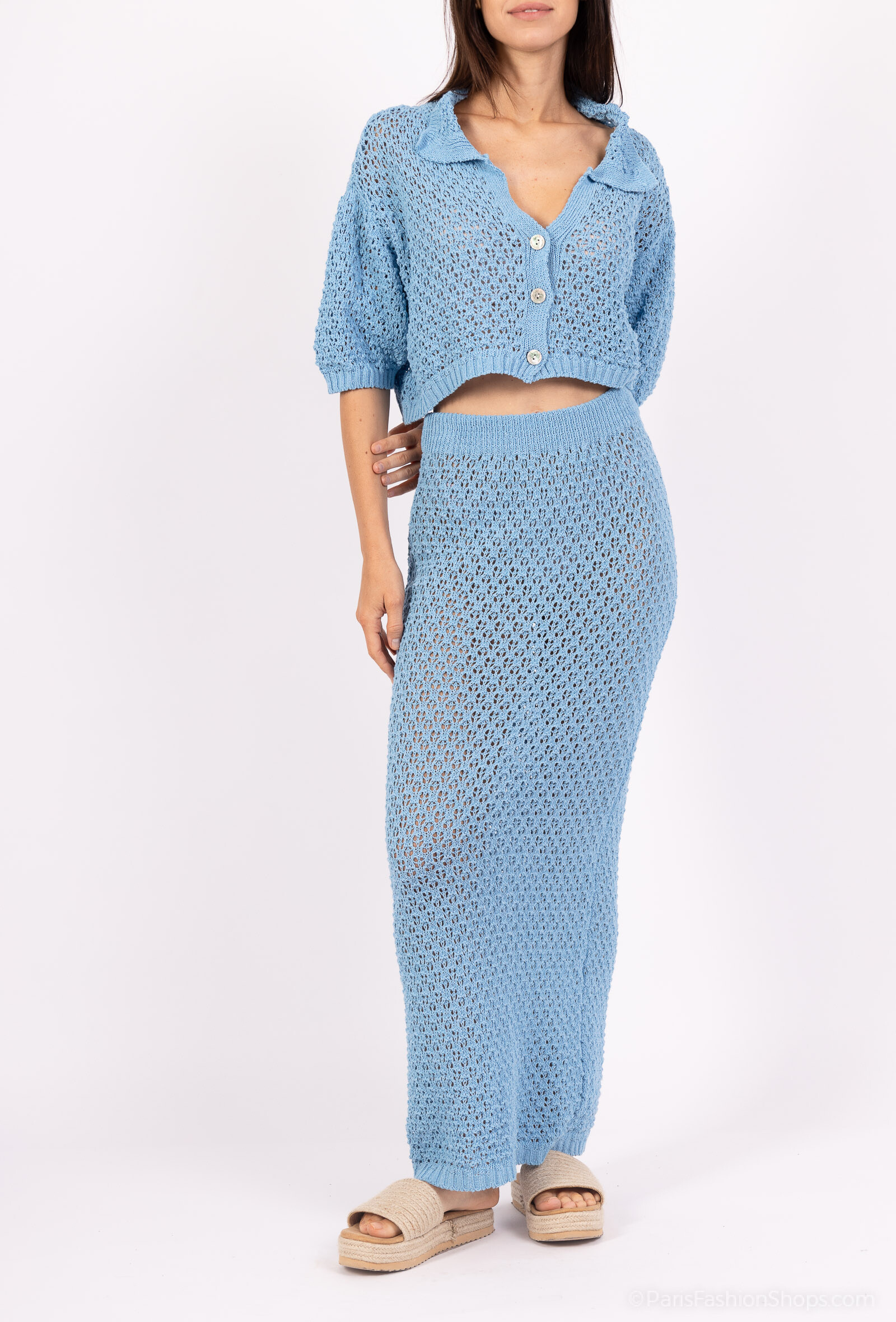 Grossiste AMARIA - Ensemble Femme Maille Crochet – Élégance Décontractée et Style Balnéaire