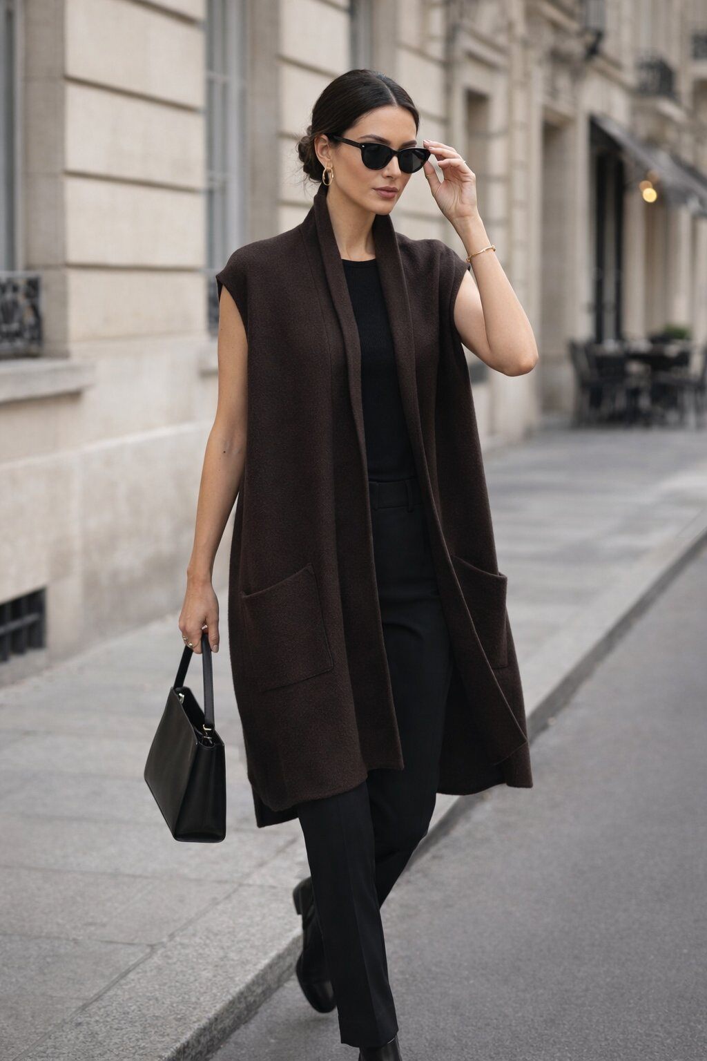 Grossiste AMARIA - Gilet Long Femme Sans Manches Viscose – Poches – Idéal Mi-Saison