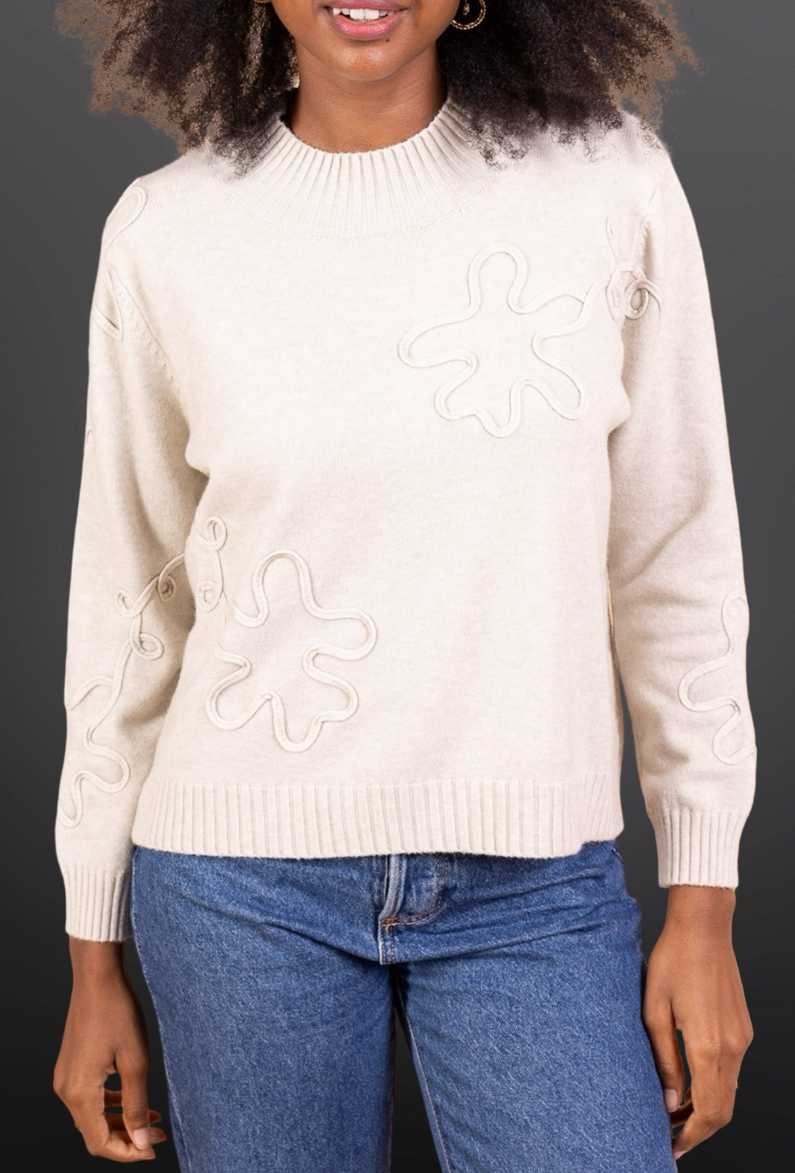 Grossiste AMARIA - Pull Manches Longues à Motifs Reliefs Abstraits - VISCOSE
